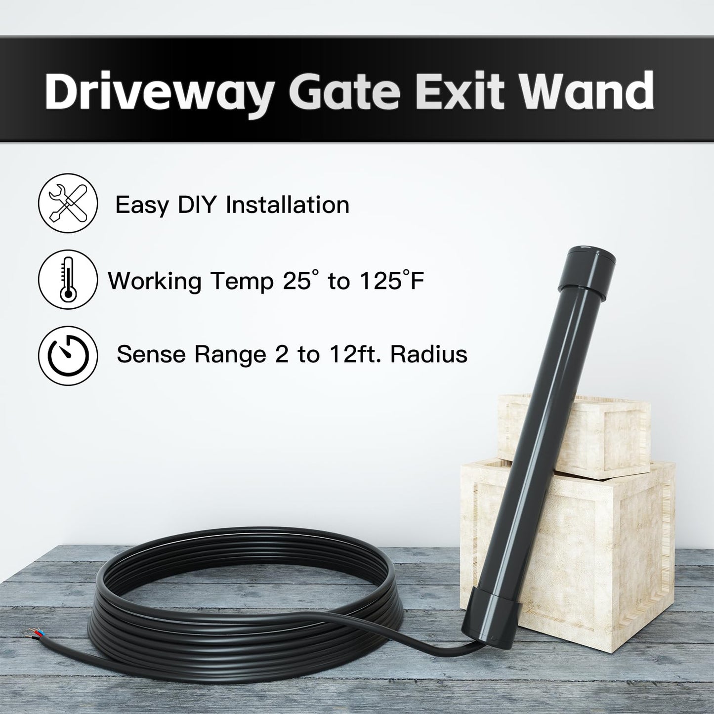 X X-HOUSE 2026 Upgraded Universal Wired Driveway Vehicle Exit Sensor Exit Wand for Automatic Gate Opener Car Detector with 50 ft Cable,Work with JUJIANG, Mighty Mule, Ghost Controls, LiftMaster,TOPENS