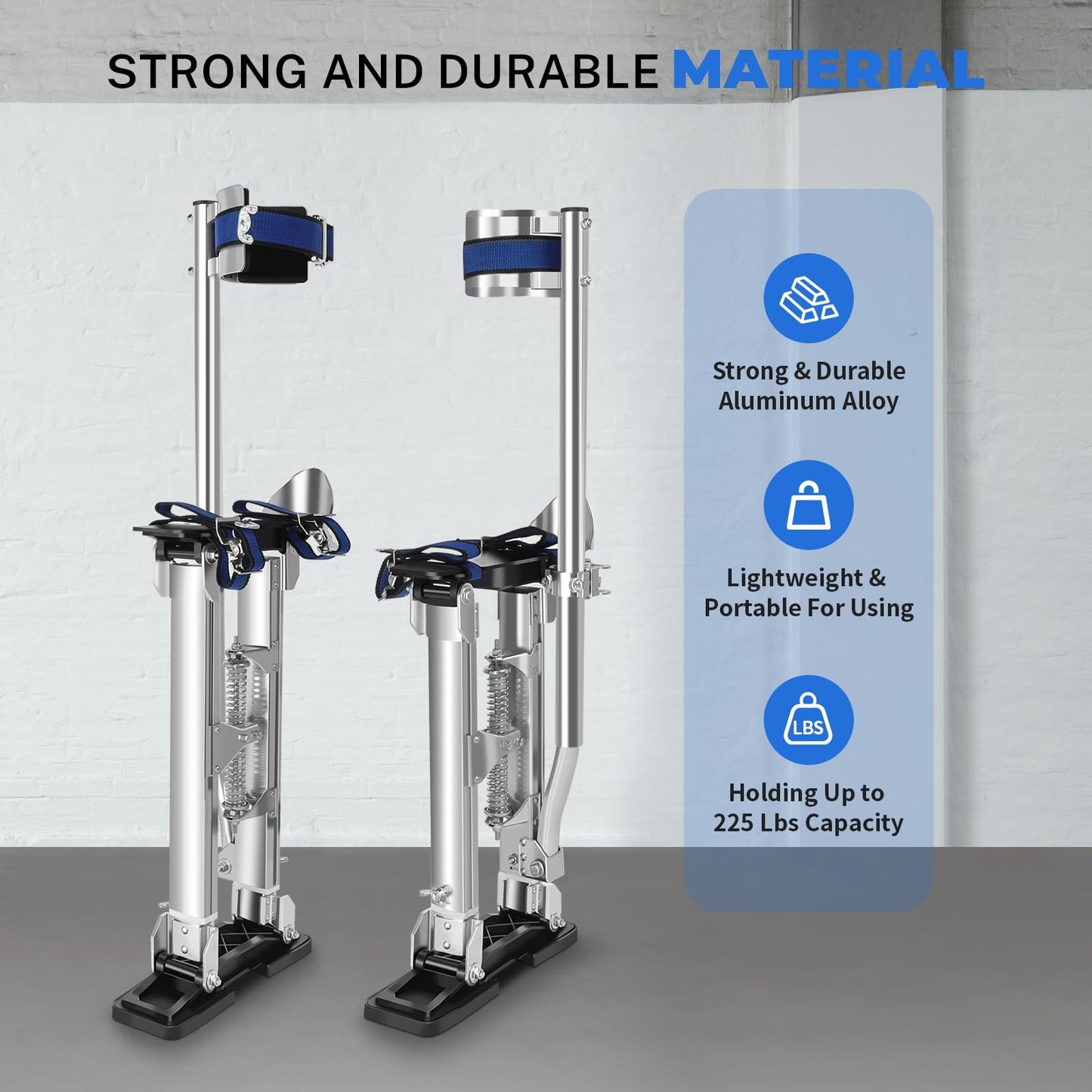 Drywall Stilts, 18''-30''Drywall Stilts for Adults Adjustable Heights Aluminum Work Stilt for Sheetrock Drop Ceiling Painting Painter Pruning Branches or Cleaning