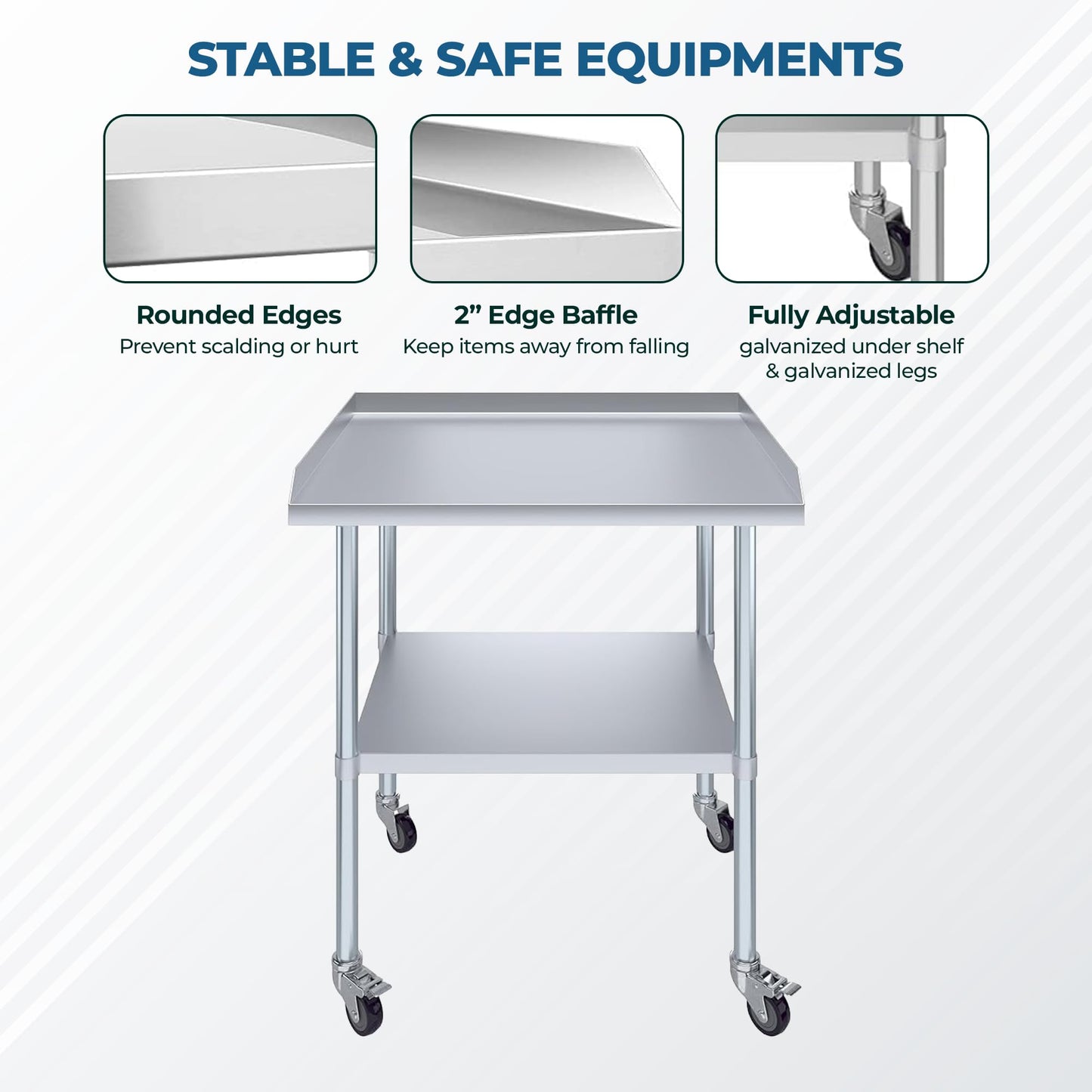 Stainless Steel Rolling Working Equipment Grill Table Stand 30 x 48 with Wheels