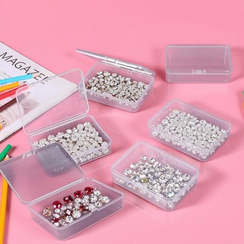 LECEHIVO Clear Plastic Beads Storage Containers - 40 Pcs Jewelry Box with Lids & Stickers | 4.1 x 3 x 1 Inch
