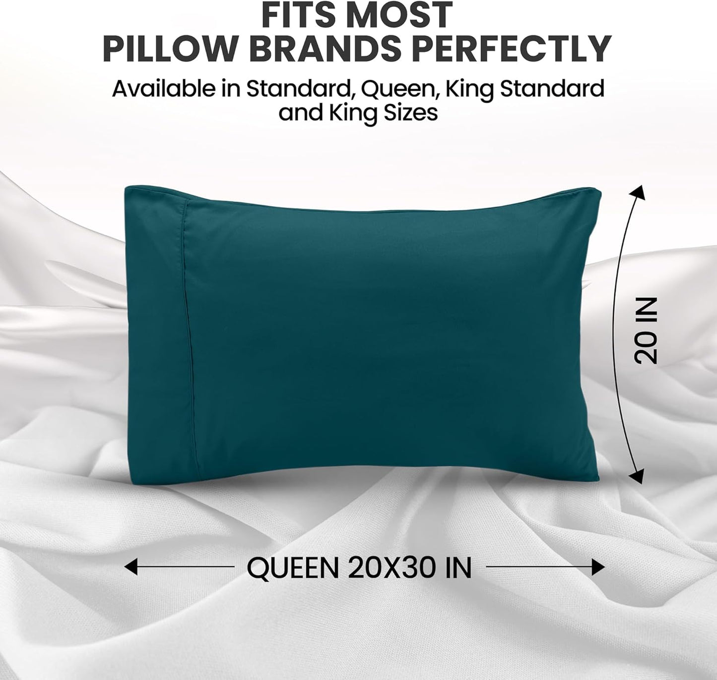 Utopia Bedding Queen Pillow Cases - Soft Brushed Microfiber - 2 Pack, Fade Resistant | Teal 20 x 30 Inches