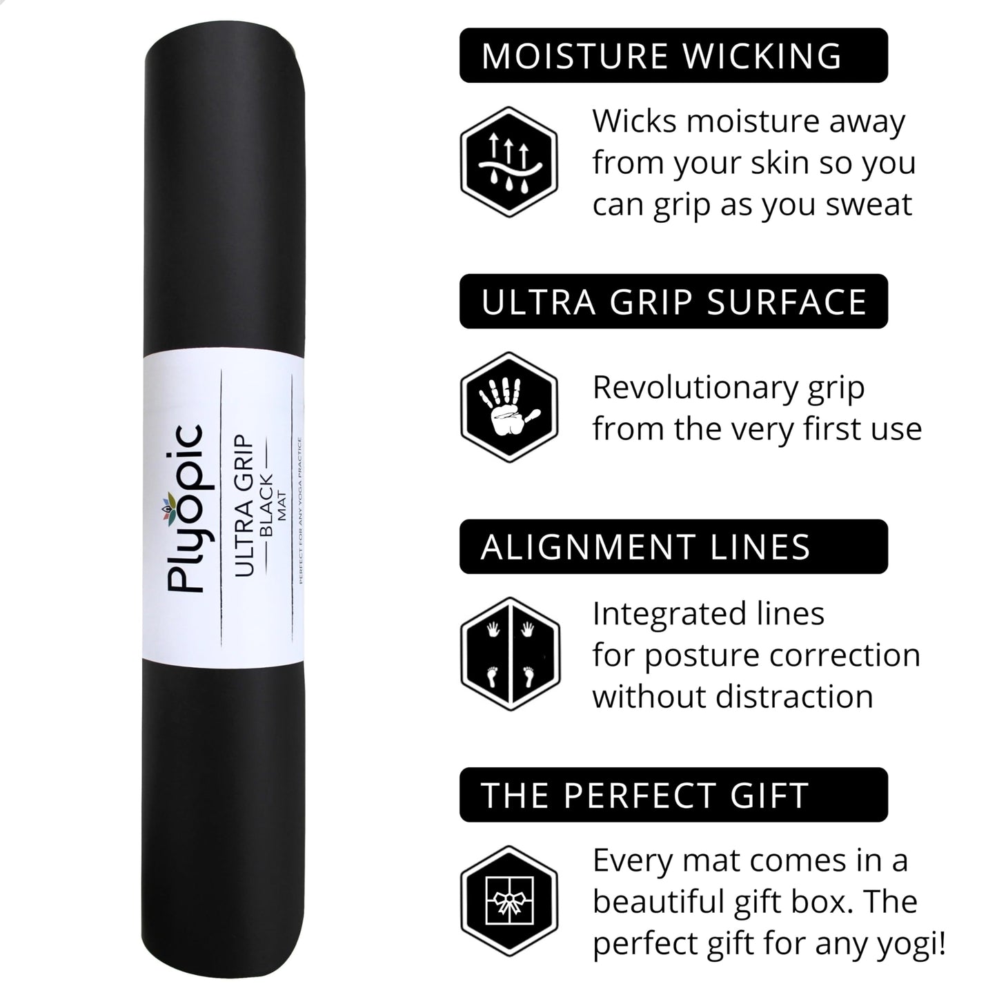 Plyopic. Ultra-Grip Pro Yoga Mat – EXTREME Non-Slip Performance - Dry & Wet Grip - Alignment Lines - Comfortable & Sweat Resistant - For Yoga, Pilates, Exercise, Workout, Bikram & Hot Yoga