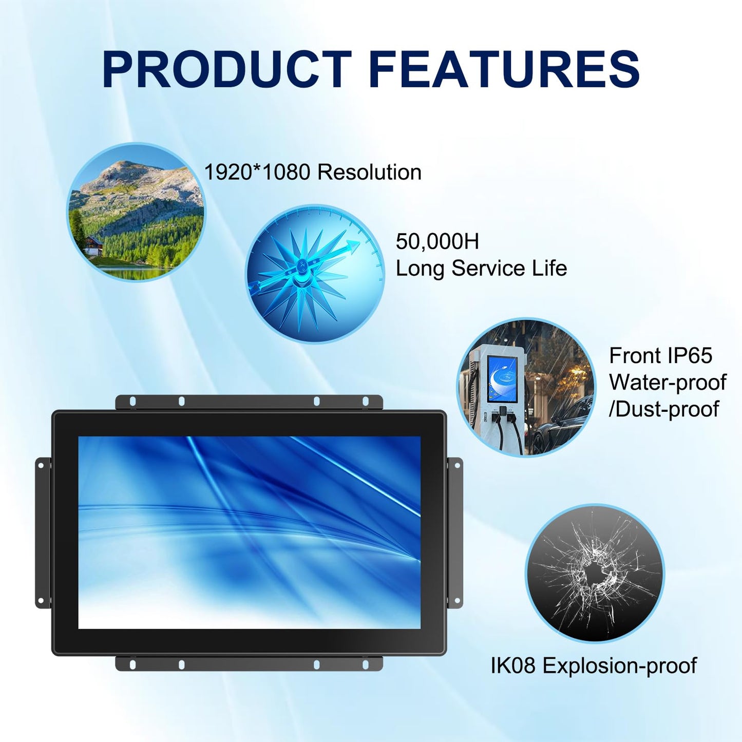 Bosunre 15.6 Inch Capacitive Touch Screen Monitor, 1920x1080 Industrial Touch Display, Metal Housing HD-MI,VGA Input, Open Frame Touchscreen Monitor for Industrial Automation Control