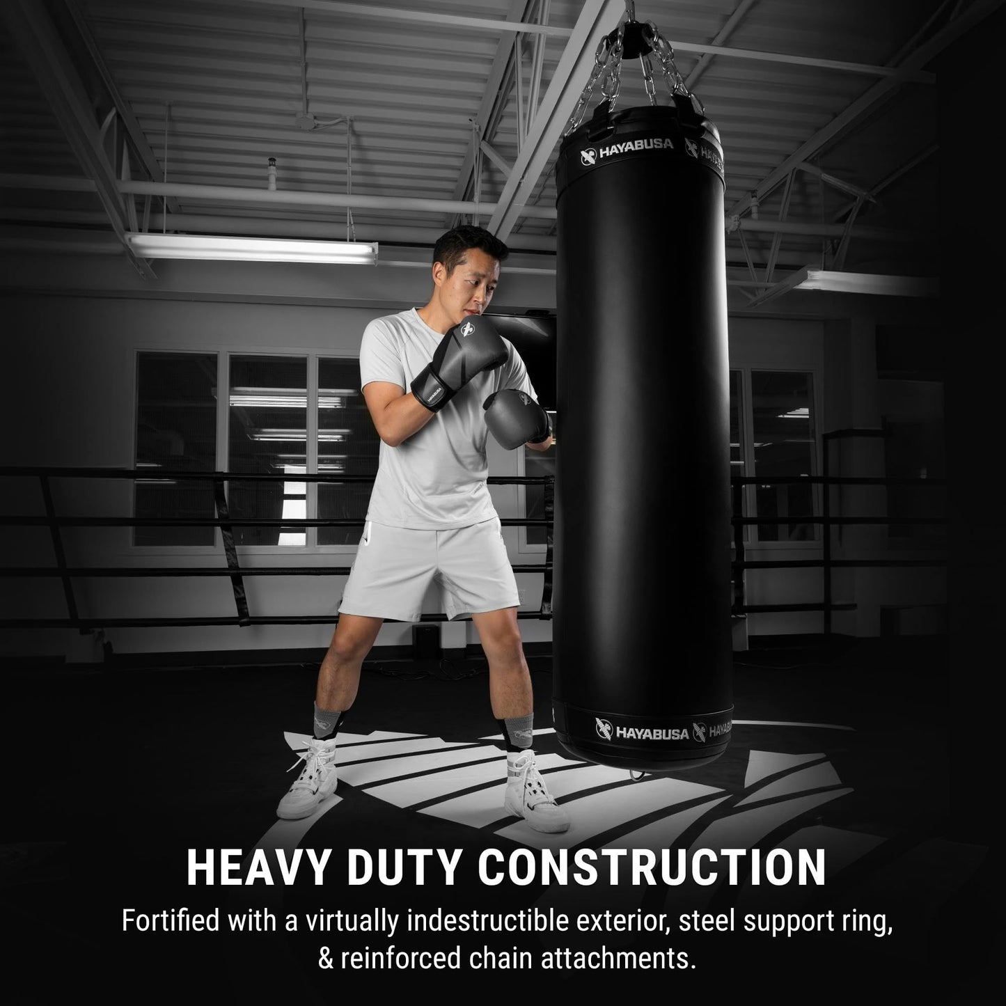 Hayabusa Classic Heavy Bag Pre-Filled Design and Specialized Hanging System - Black, 125lb