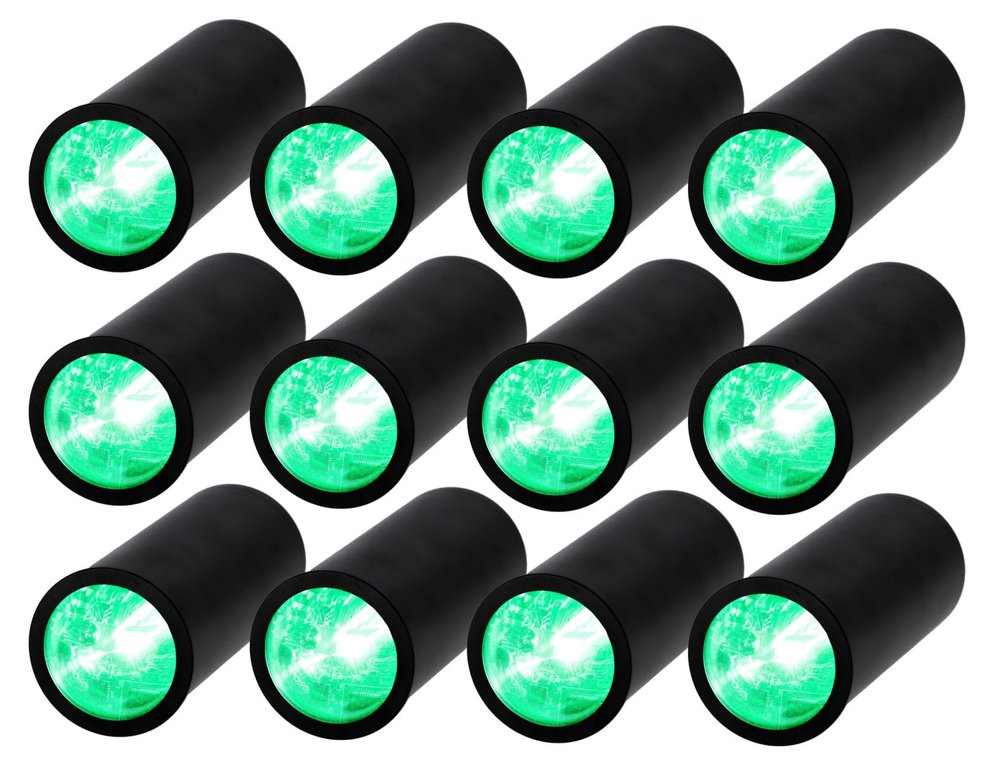 Rockville 12 Pack MINI Halo Black DJ Wash Effect Lights + Wireless Charging Case, Wireless DMX, 4 Group RF Remotes