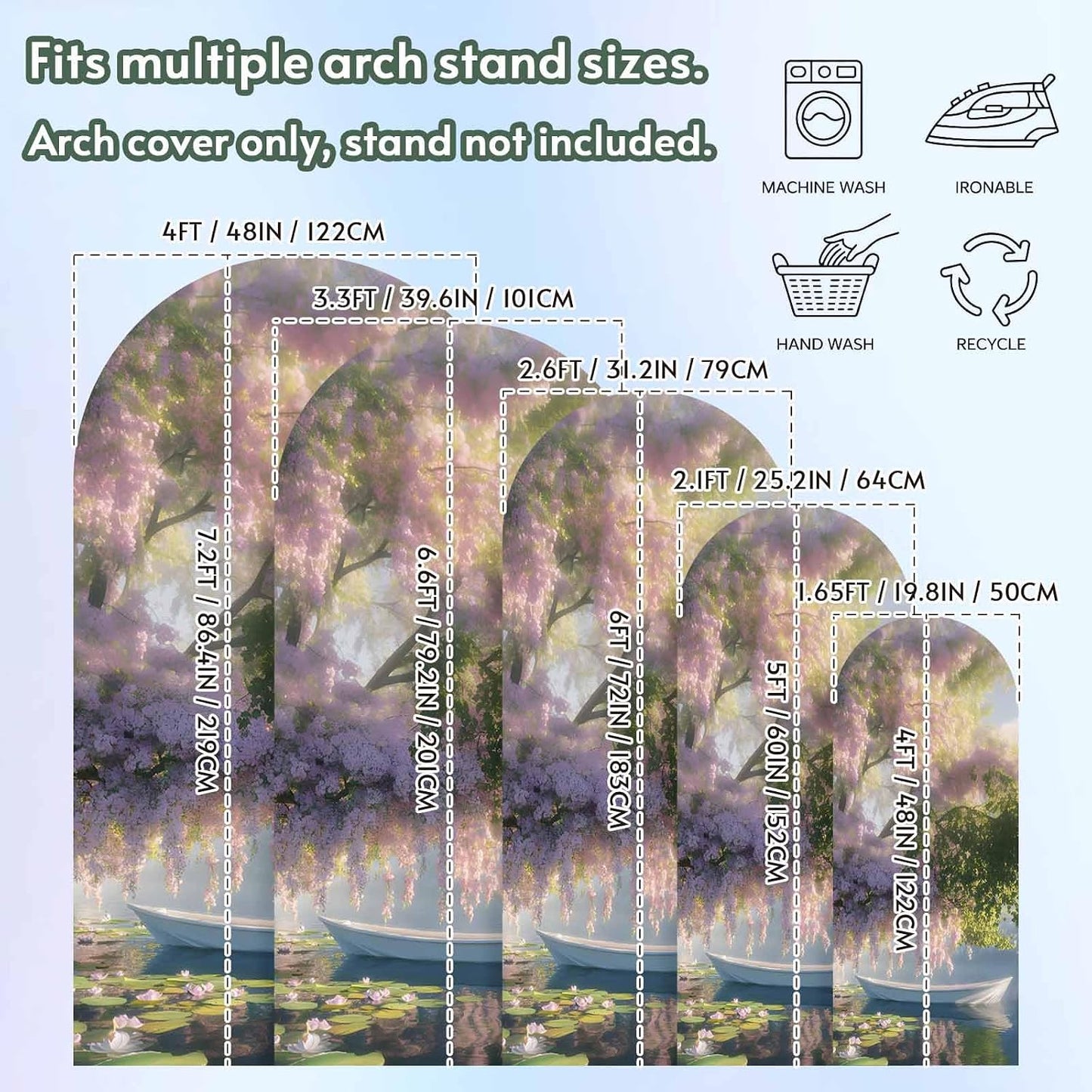 Jnbasdffb 6.6 Forest Flowers Wedding Arch Cover,Stretchy Spandex Arch Backdrop Stand Covers FT,Pink Green Oil Painting
