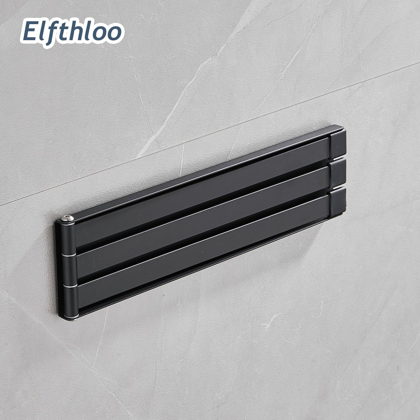 Small Swivel Foldable Towel Rack, Elfthloo 24cm(9.45 in) Rotating 3-Arm Towel Bar Rod, Space Saving Wall Mounted Holder, Stainless Steel Swing Out Hanger for Bathroom, Kitchen (1 Pack, Matte Black)