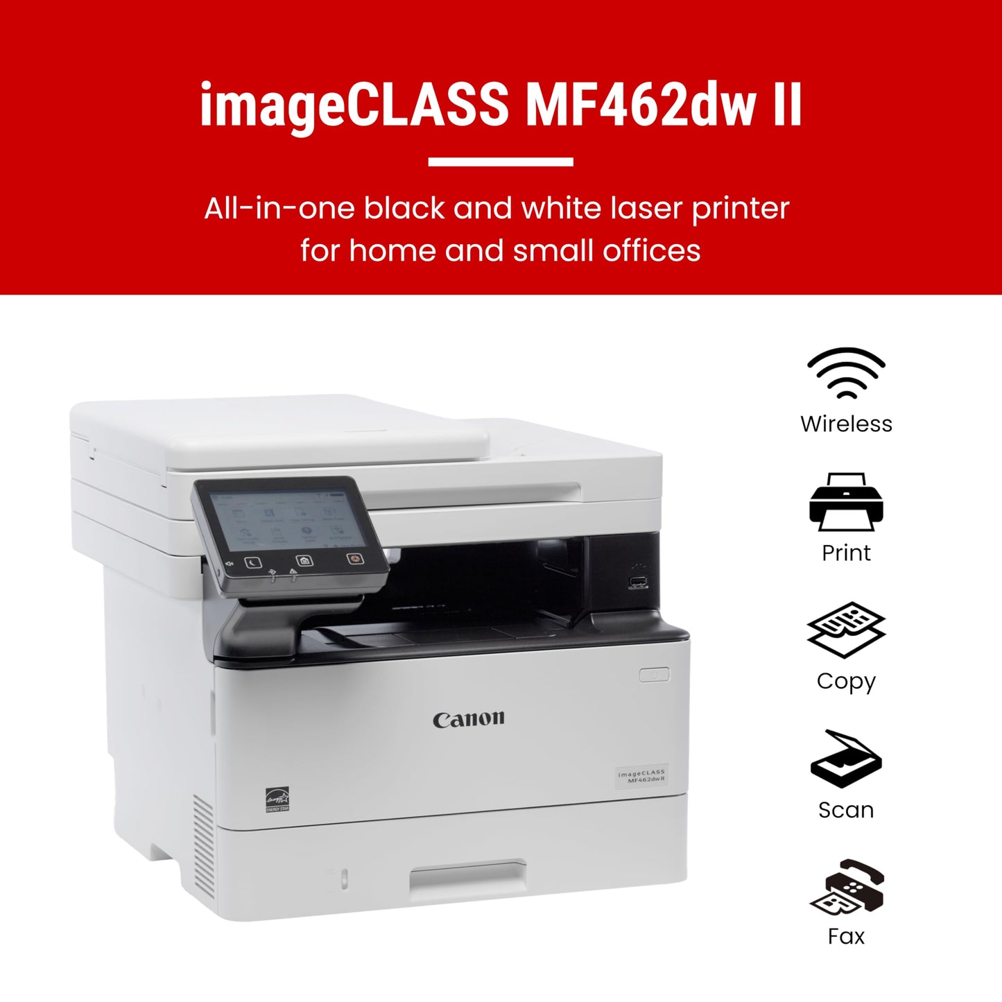 Canon imageCLASS MF462dw II - Monochrome Wireless Duplex Laser Printer with Print, Copy, Scan, Fax, Expandable Paper Capacity, 37 PPM