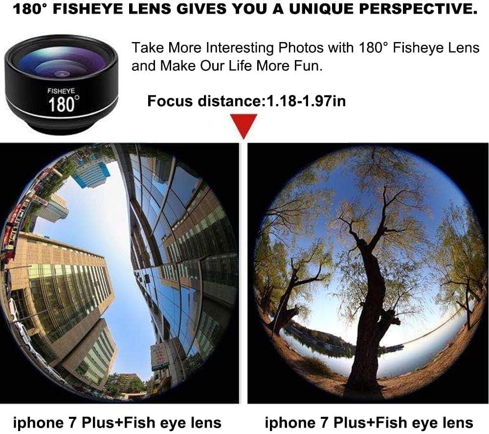 ALILUSSO 180 fisheye Lens for iPhone Samsung Google Android Smartphone,with Clip,Cell Phone Lens,anamorphic Lens,Funny