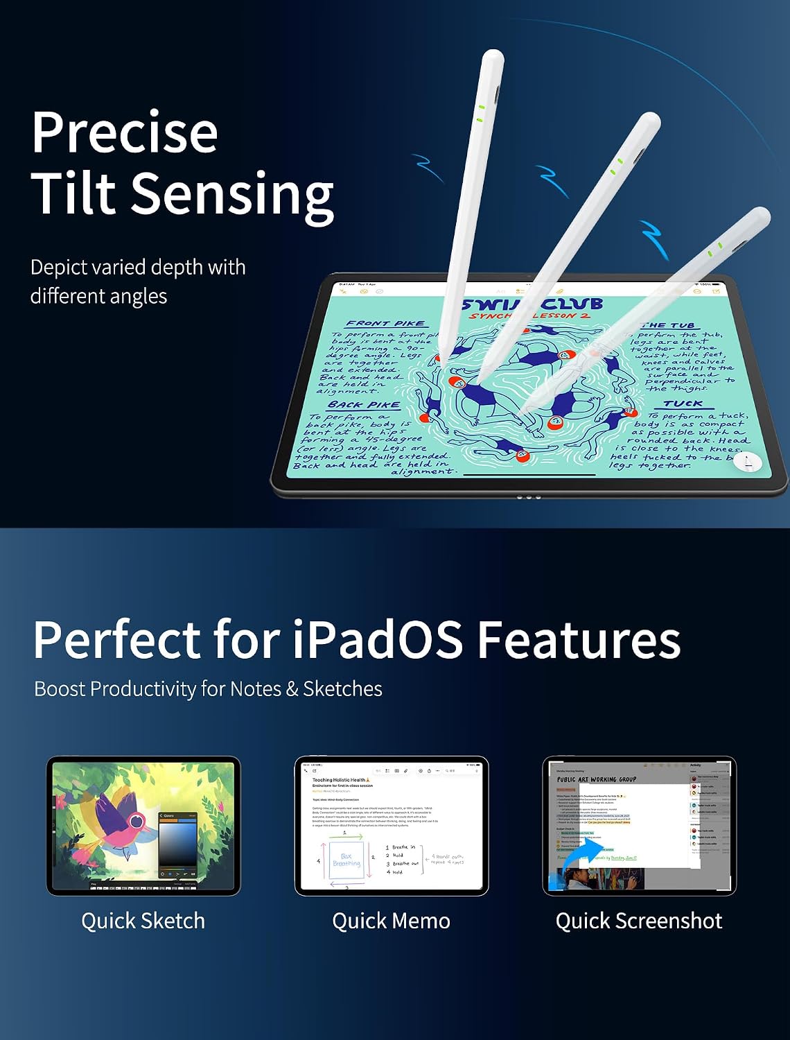 AYNSRTN A16/10/9/8/7/6th 13/12.9/11" M5/M4, M3/M2/5/4/3, 6/5 Pencil for Apple iPad Gen, Pro Air Mini Stylus Pen