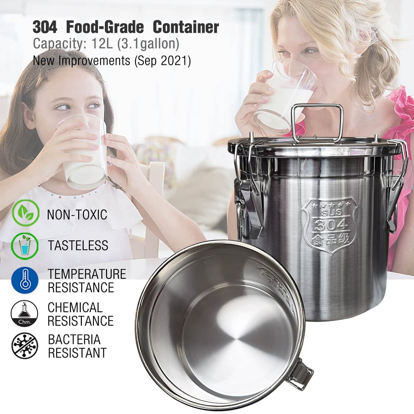 Hantop 12L Cow Milking Machine, Rechargeable Battery Powered Speed Adjustable Pulsating Vacuum Pump, 304 Stainless Steel Milk Bucket with Auto Stop Check Valve Cow Milker Machine (Pro Model)