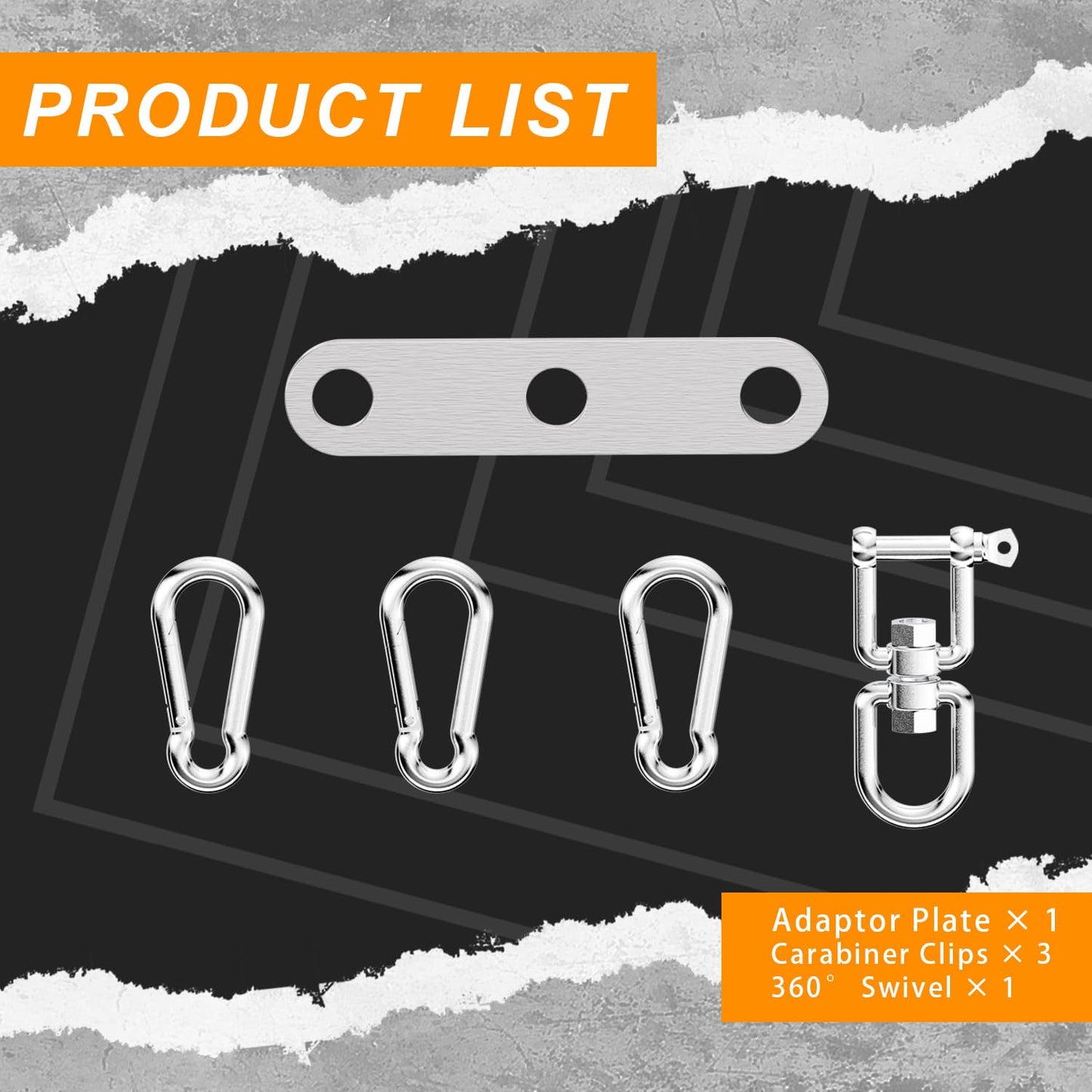 Stainless Steel Double to Single Pulley Adaptor Plate with Swivel for Cable Machine – Fitness Dual Pulley Connector with 3 Carabiners for LAT Pulldown, Triceps Pushdown, and T Bar Row Accessories