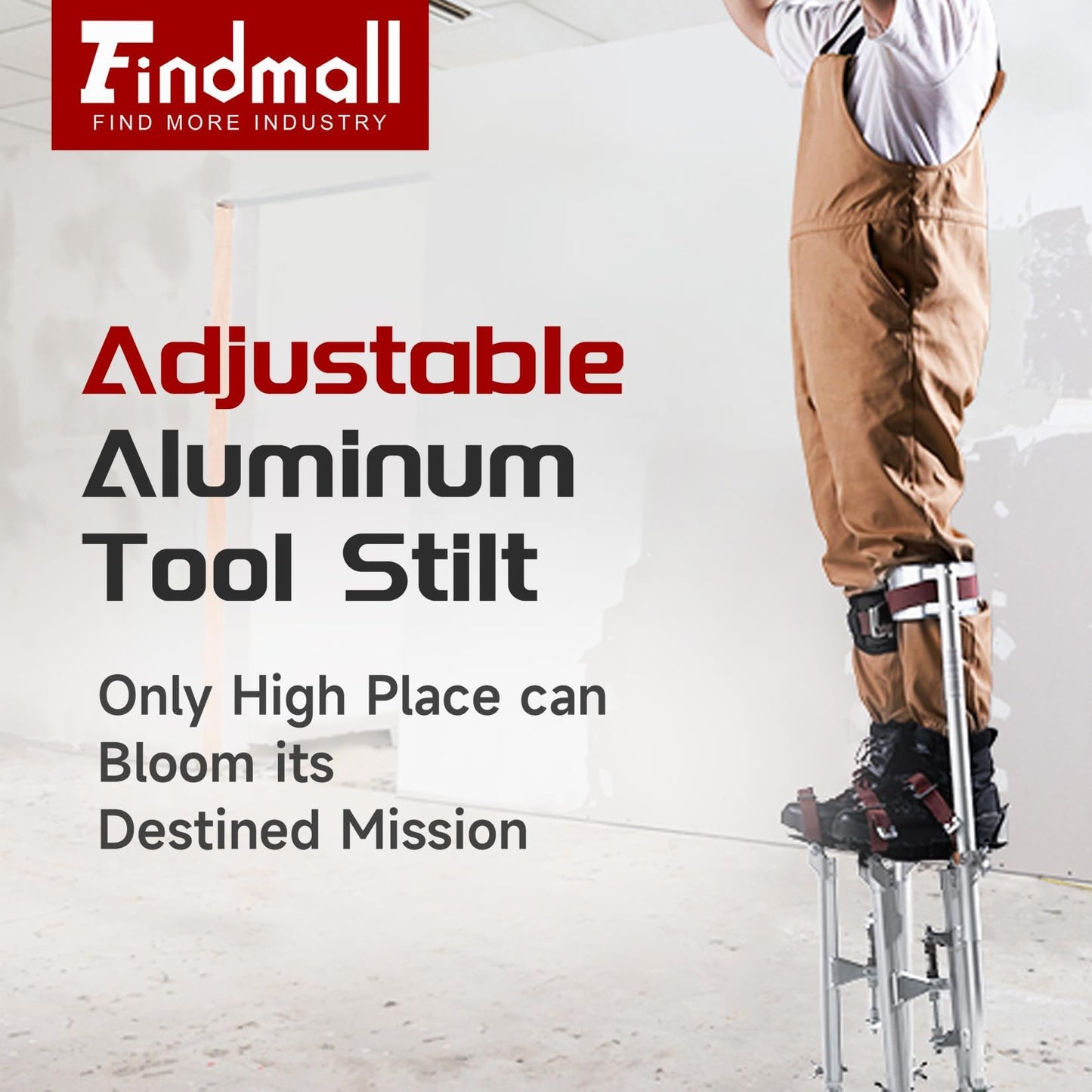 findmall 24-40 Inch Drywall Stilts Grade Adjustable Auminum Tool Stilt for Painting or Cleaning - Black