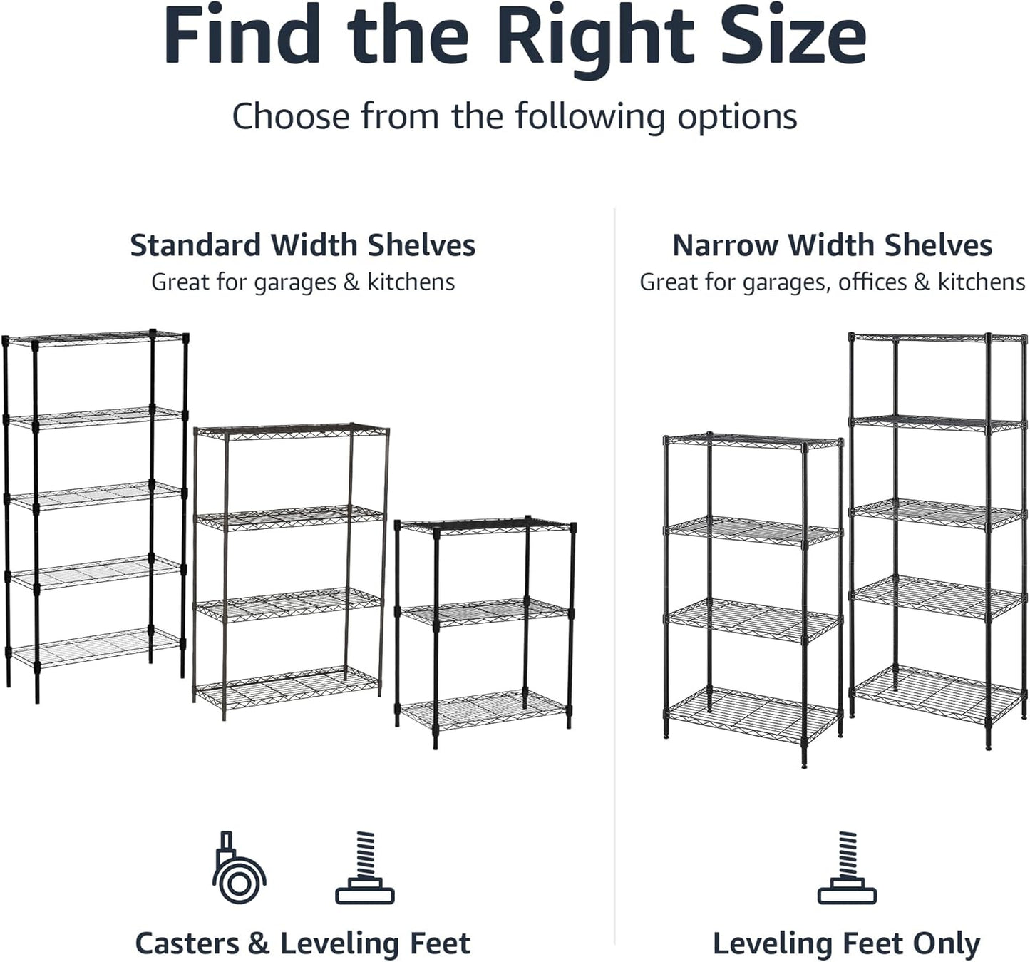 Wheels, 300 lbs Per Shelf, Black, 30" x 14" x 64.75