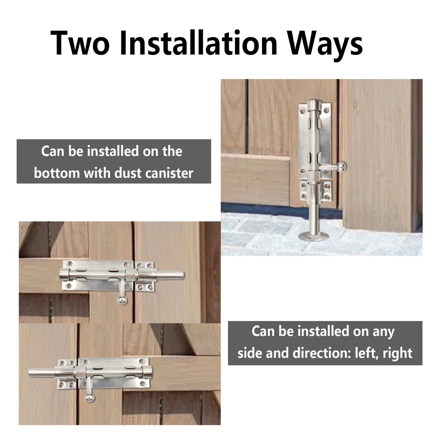 AUXBC 7.9 Inch Sliding Bolt Gate Latch, Stainless Steel Slide Barrel Bolt Latch, Heavy Duty Security Bolt Door Lock Slide Latch for Home Garden Warehouse Garage Door, Silver