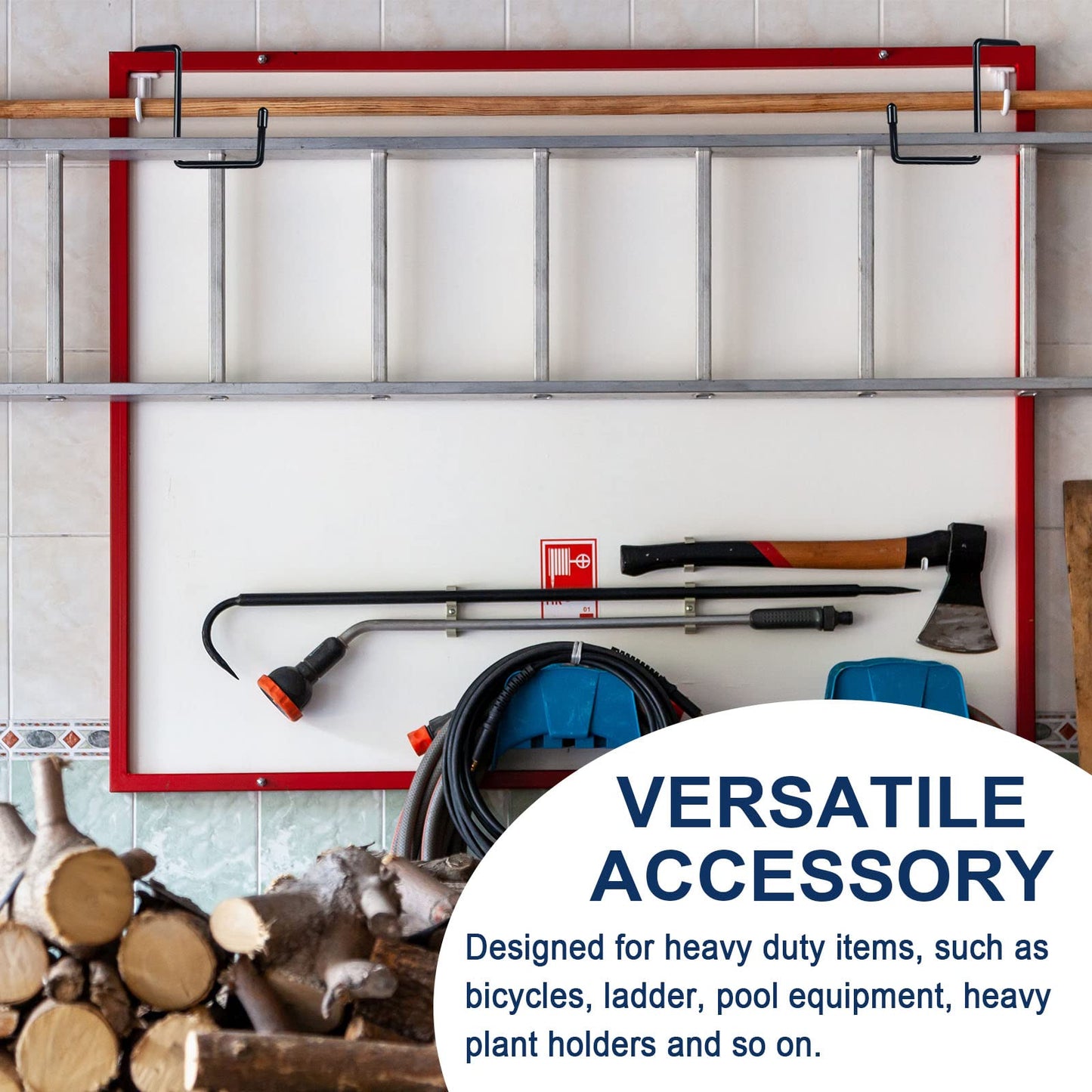 DINGEE Vinyl Coated Heavy Duty Large Hooks for Hanging,Rafter Hanger Hook,Garage Bike Hooks,Ladder Hooks Storage Organizer,Large Object,Tools,Hose,Ropes and Pool Equipment Hooks Black 4 Pack