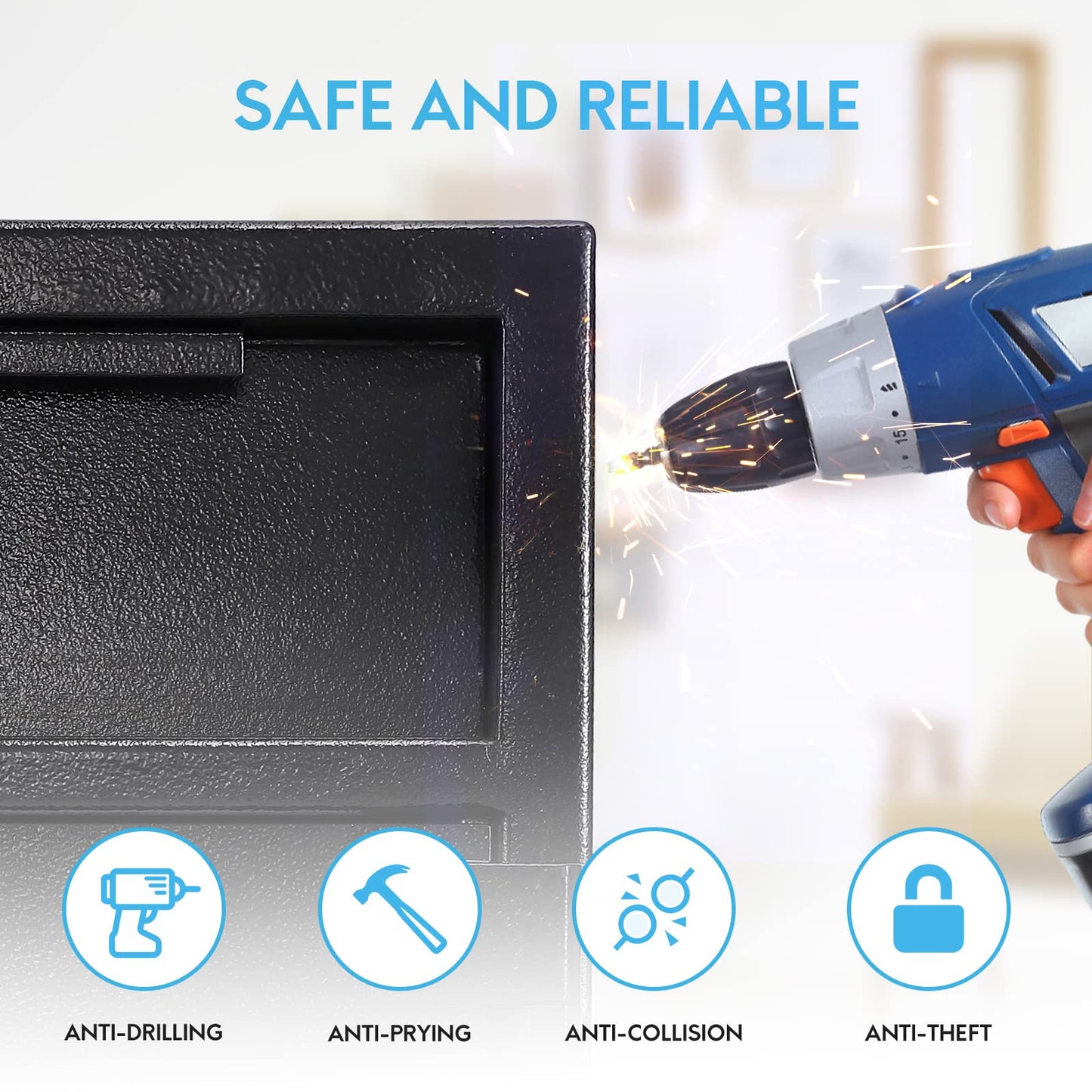 Fireproof Depository Safe with Drop Slot, Electronic Anti-Theft Drop Safe for Business with Programmable Numeric Keypad Lock and Spare Keys, Cash Drop Safe Box for Office Home Retail Store