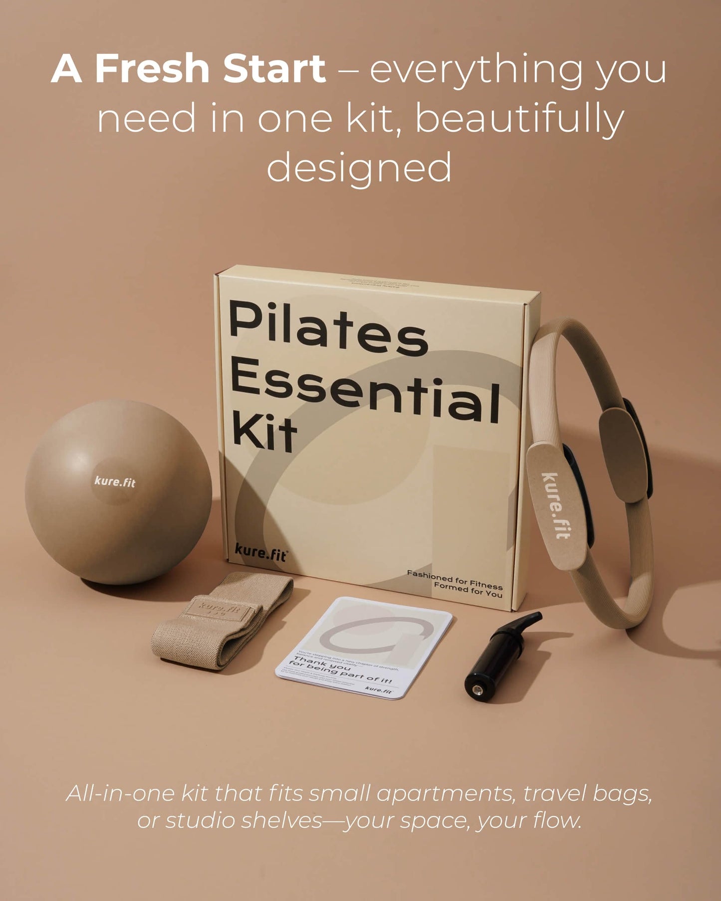 kure.fit Pilates Kit for Women – Home Pilates Equipment Set with Ring, Ball & Resistance Bands | Pilates Starter Kit with Accessories in Gift Box