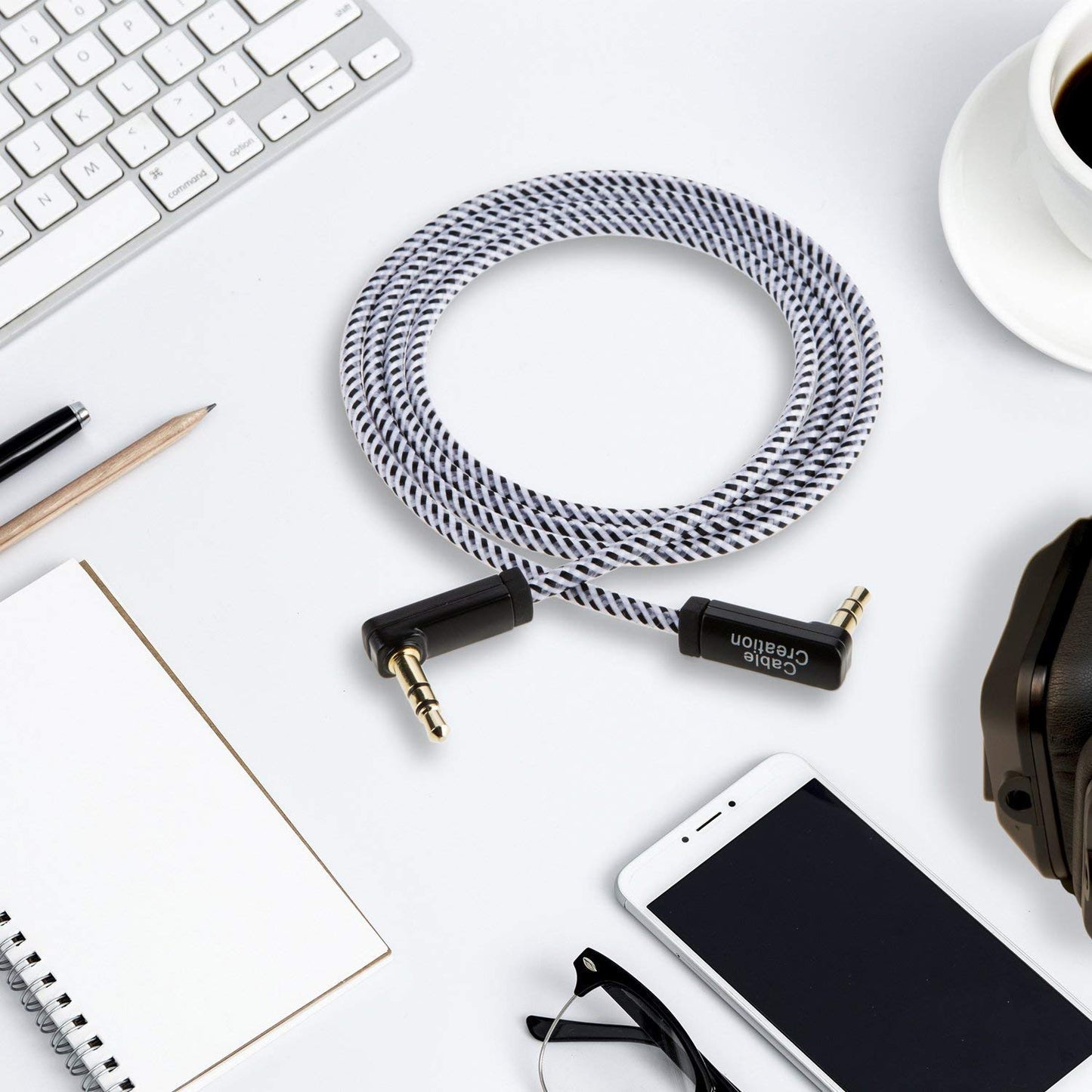 3.5mm Cable(1.5FT/0.45M), 90 3.5mm MP3 CableCreation Audio Degree Male to Male Auxiliary Aux Cable for Phones, Tablets