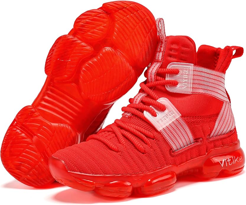 VITUOFLY Kids Basketball Shoes Boys Air Cushion Sneakers Girls Mid Top School Hoops Shoes Non-Slip Outdoor Sports Running Gym Comfortable Durable Little Kid/Big Kid