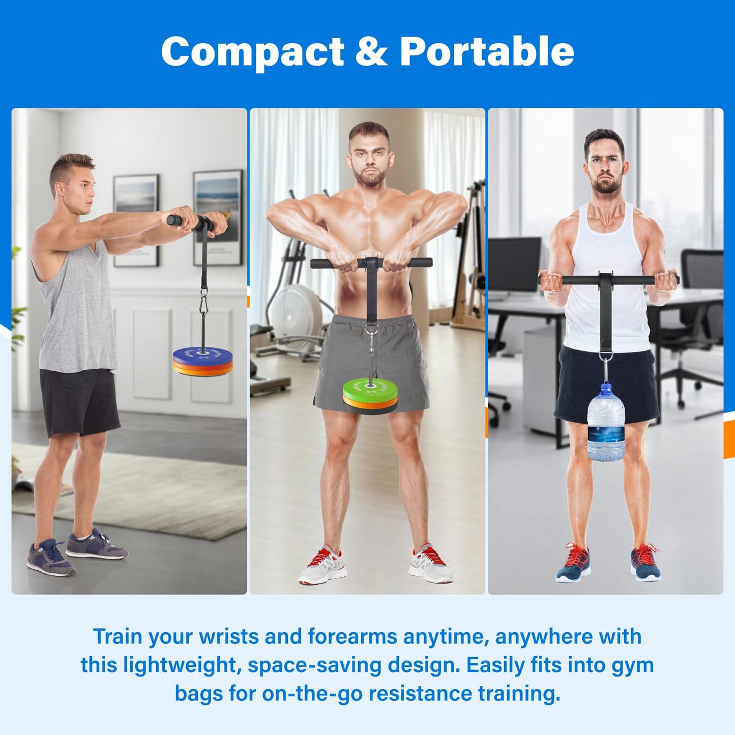 Fat Grip Wrist Roller Forearm Blaster with Weight Plate Loader - Professional Forearm Strength Trainer & Wrist Roller Forearm Exerciser - Non-Slip Hidden-Link Design for Grip Strength Training & Recovery