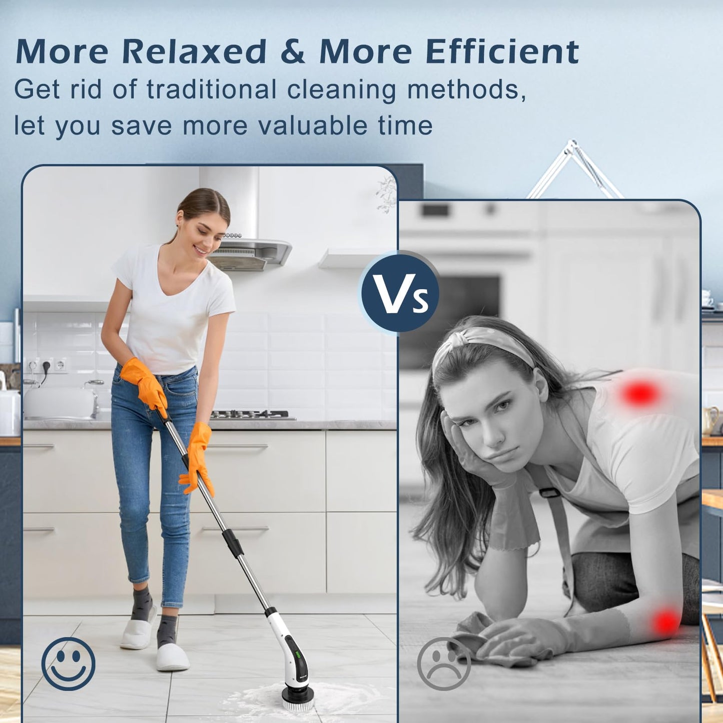Bomves Electric Spin Scrubber, Cordless Cleaning Brush Scrubber for Home, 8 Replaceable Brush Heads-90Mins Work Time, 3 Adjustable Size, 2 Speeds for Bathroom Shower Bathtub Glass Car