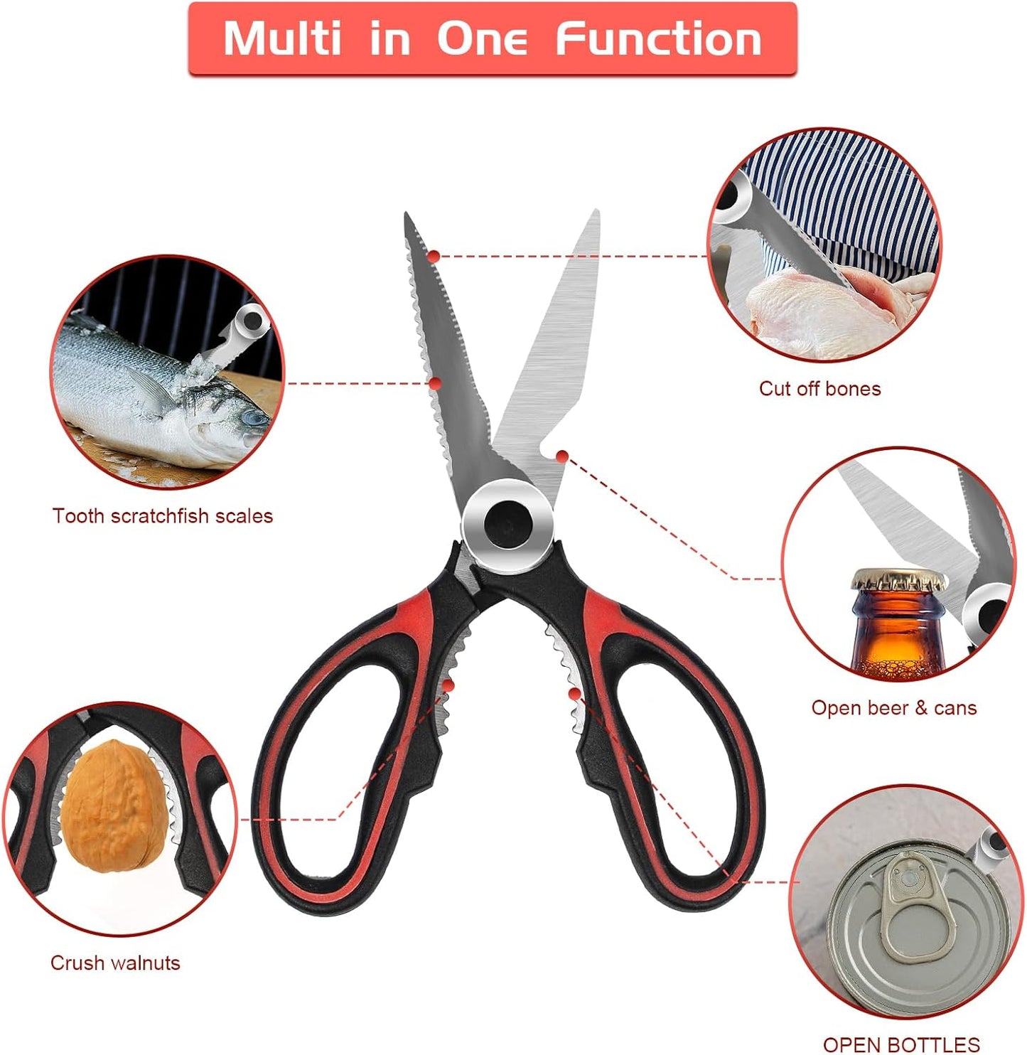 SZHLUX Kitchen Scissors - Heavy Duty Premium Shears for Food, Meat, Fish & Vegetables | 2-Pack