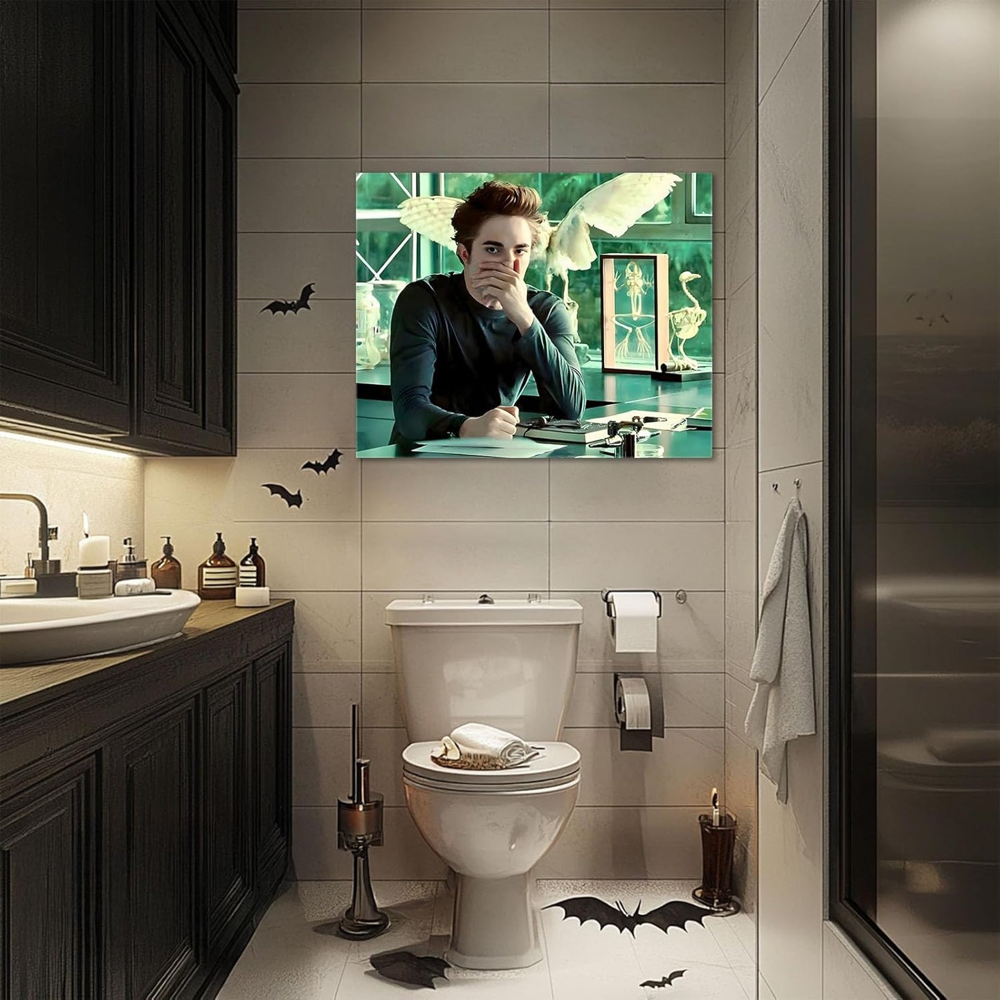 Skiennix Funny Framed Canvas Wall Art - Humorous Twilight Saga Poster Print for Bathroom | 11 x 14 in