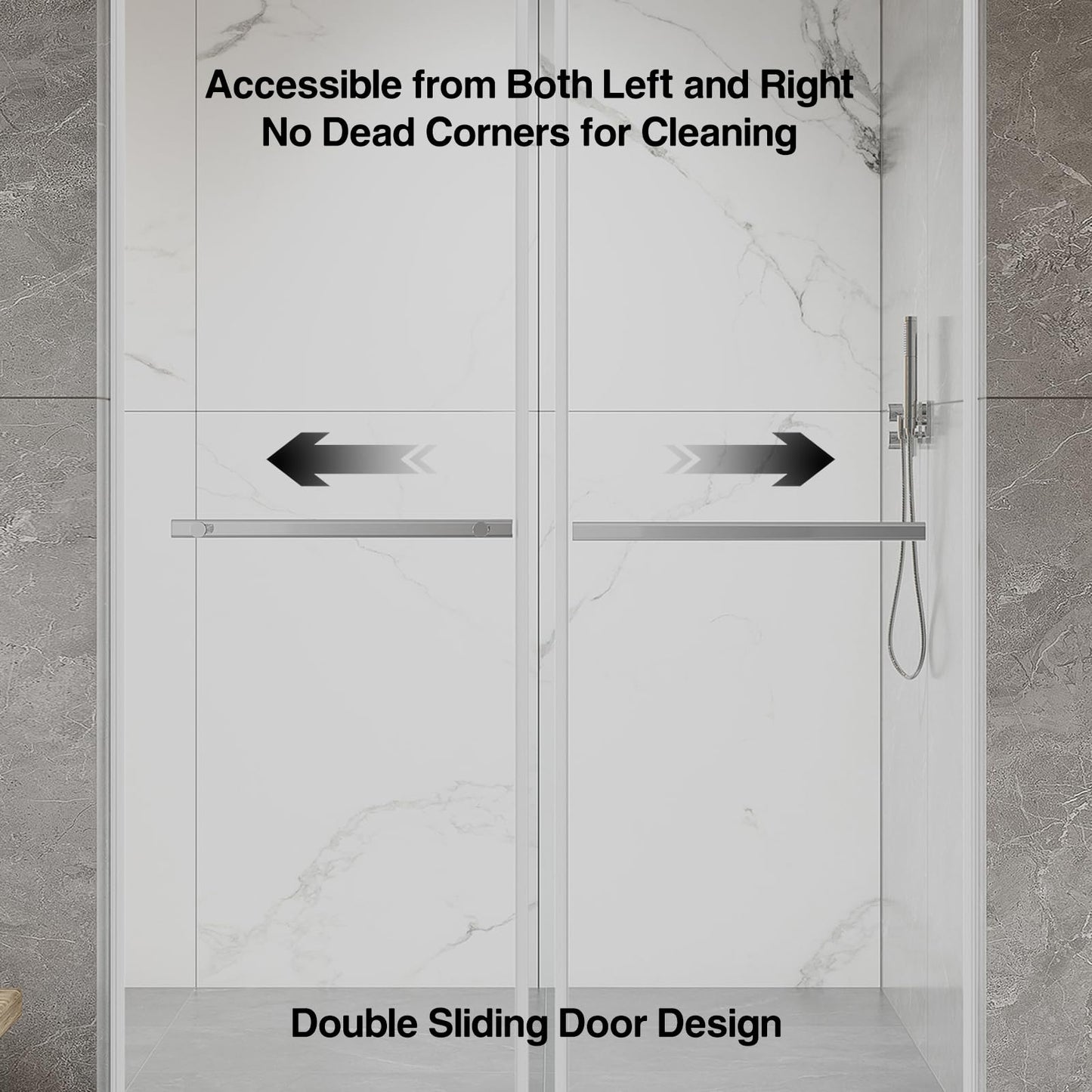 Dimaris 56-60.in W x 74.in H Frameless Shower Door, Shower Door with 5/16" (8mm) Clear Tempered Glass, Easy Sliding, Nano Coating, Stainless Steel, Chrome, Walk in Shower