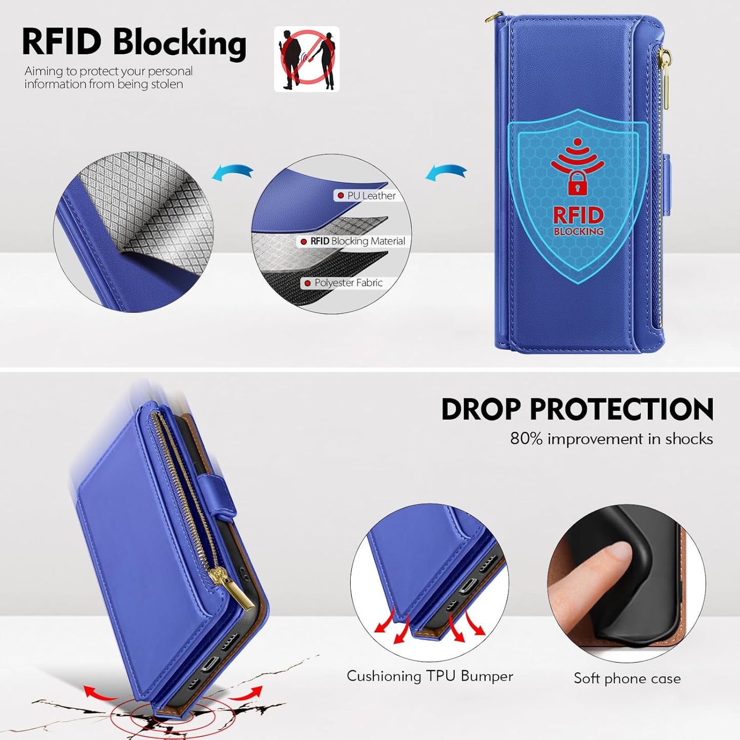 Antsturdy 13 13 6.1,Purple Compatible with iPhone Wallet CaseRFID BlockingPU Leather Phone Case Women Men Flip