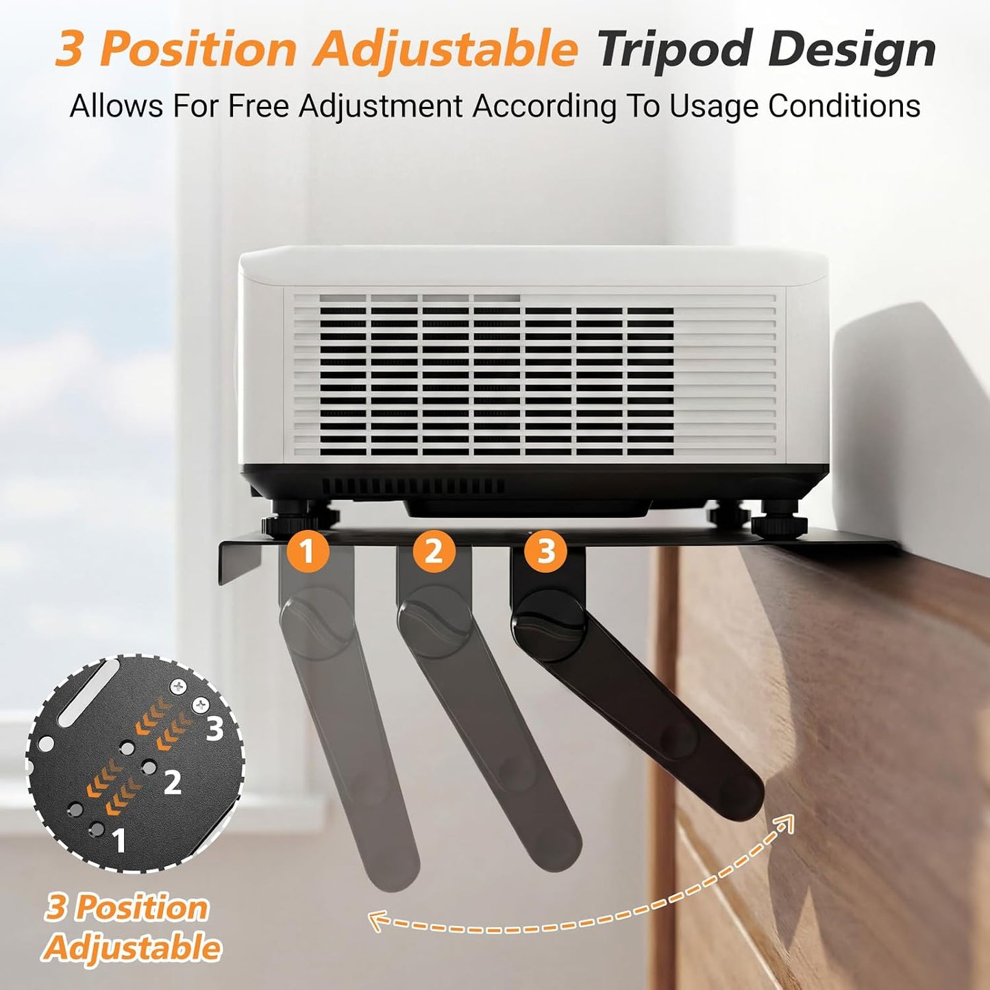 ElaraBerry 10.6 8.2 Inch No Drill Metal Projector Shelf for Wall Mounted, x Adjustable Angle Projector Stand for Sofa