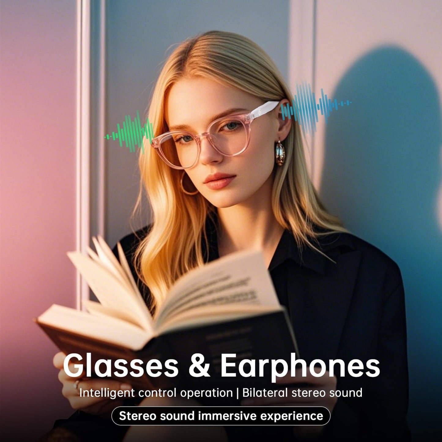 Tulbeys 5.3, Smart Glasses for Women, Blue Light Filtering LensesBluetooth Audio & Mic, Intelligent Touch,Open-Ear