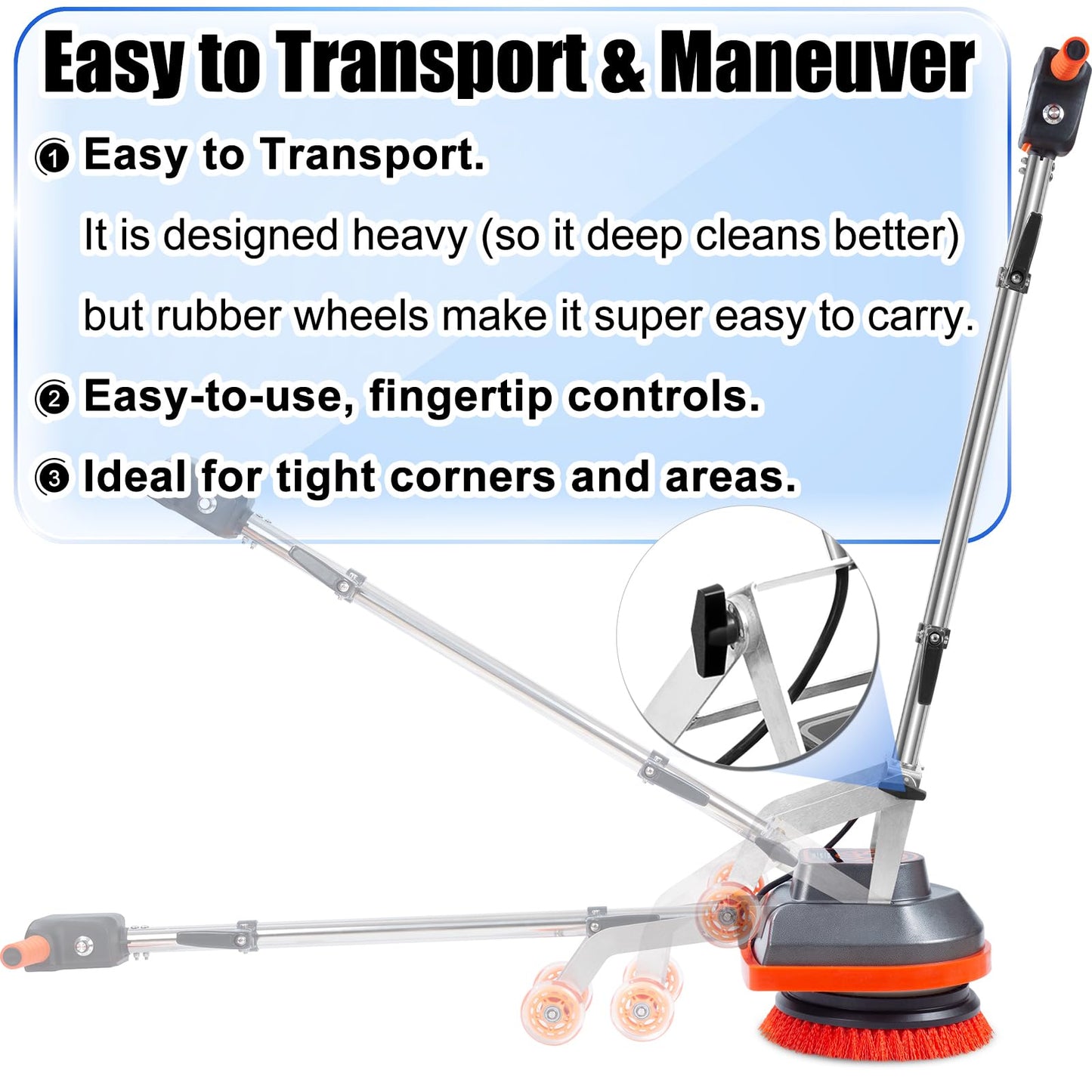 HHQ Commercial Floor Scrubber Machine, Heavy Duty Orbital Floor Cleaner, Multi-Functional Floor Buffer Polisher Machine- Deep Cleaning Tile and Grout, Hardwood Floors and Carpets with Ease, Orb-5