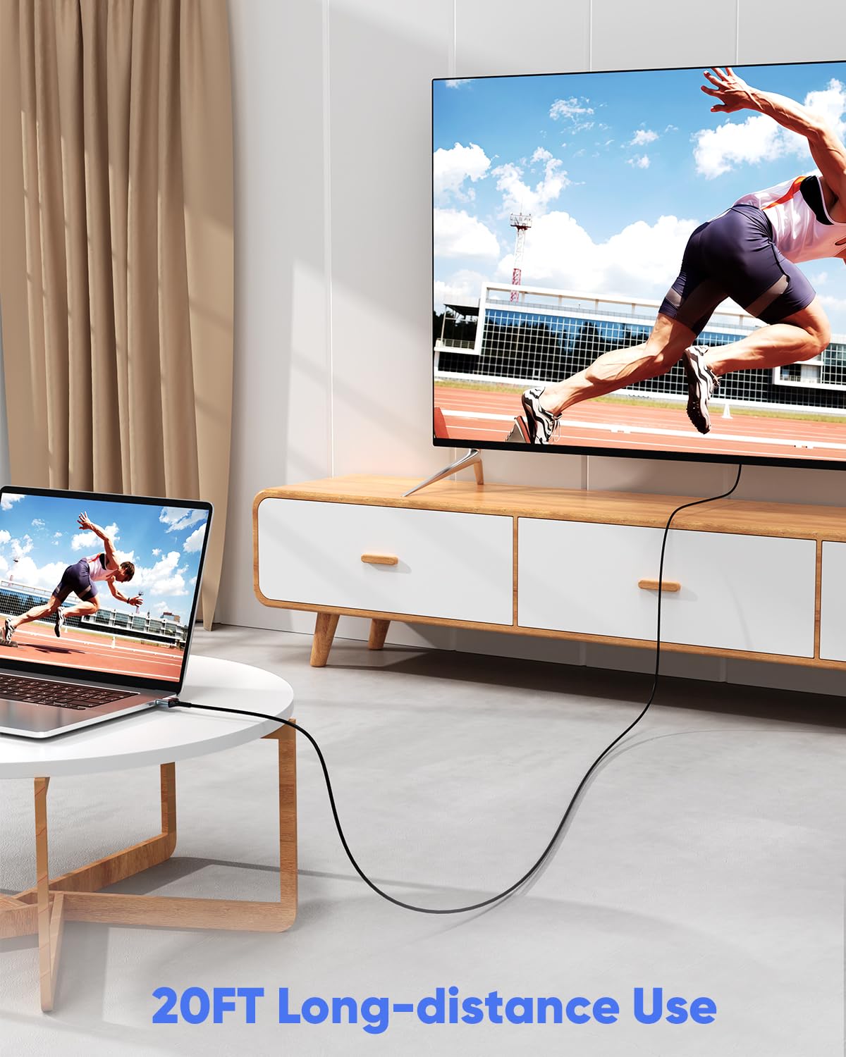 20 4K 20 4K@60Hz, 2K@120Hz, 1080P, 3D PS5/PS4, FT HDMI Cable Thin HDMI Cable, Long HDMI Cord Foot (Slim & Flexible)