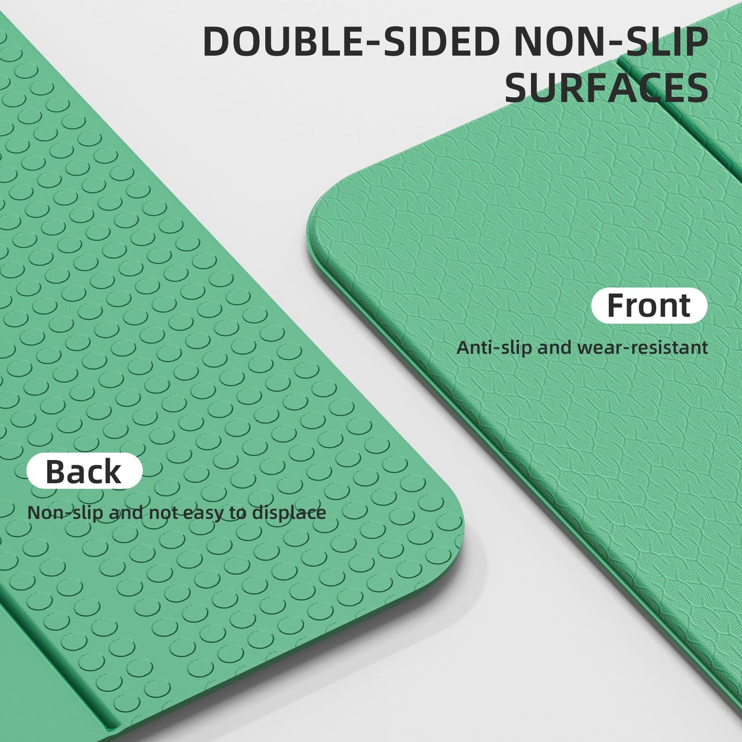 Folding Yoga Mat Extra Thick 0.4 Inch, Foldable Yoga Mat 75 x 26 Inches, TPE Exercise Mat, 7-Panel Non Slip Cushioned Fitness Mat for Yoga, Pilates, Stretching, Home Workout (Green)