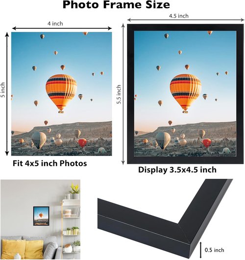 JCJMY 4x5 Black Picture Frame - Versatile Wall Hanging or Tabletop Display with Shatter-Resistant Plexiglass