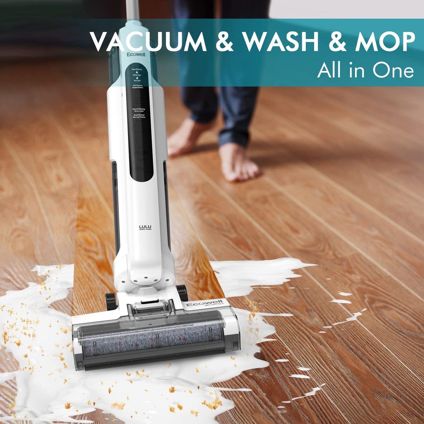 Ecowell Cordless Wet Dry Vacuum Cleaner and Mop, with Self Cleaning for Hard Floor and Area Rug Vacuum Cleaner, 8.2 Pounds