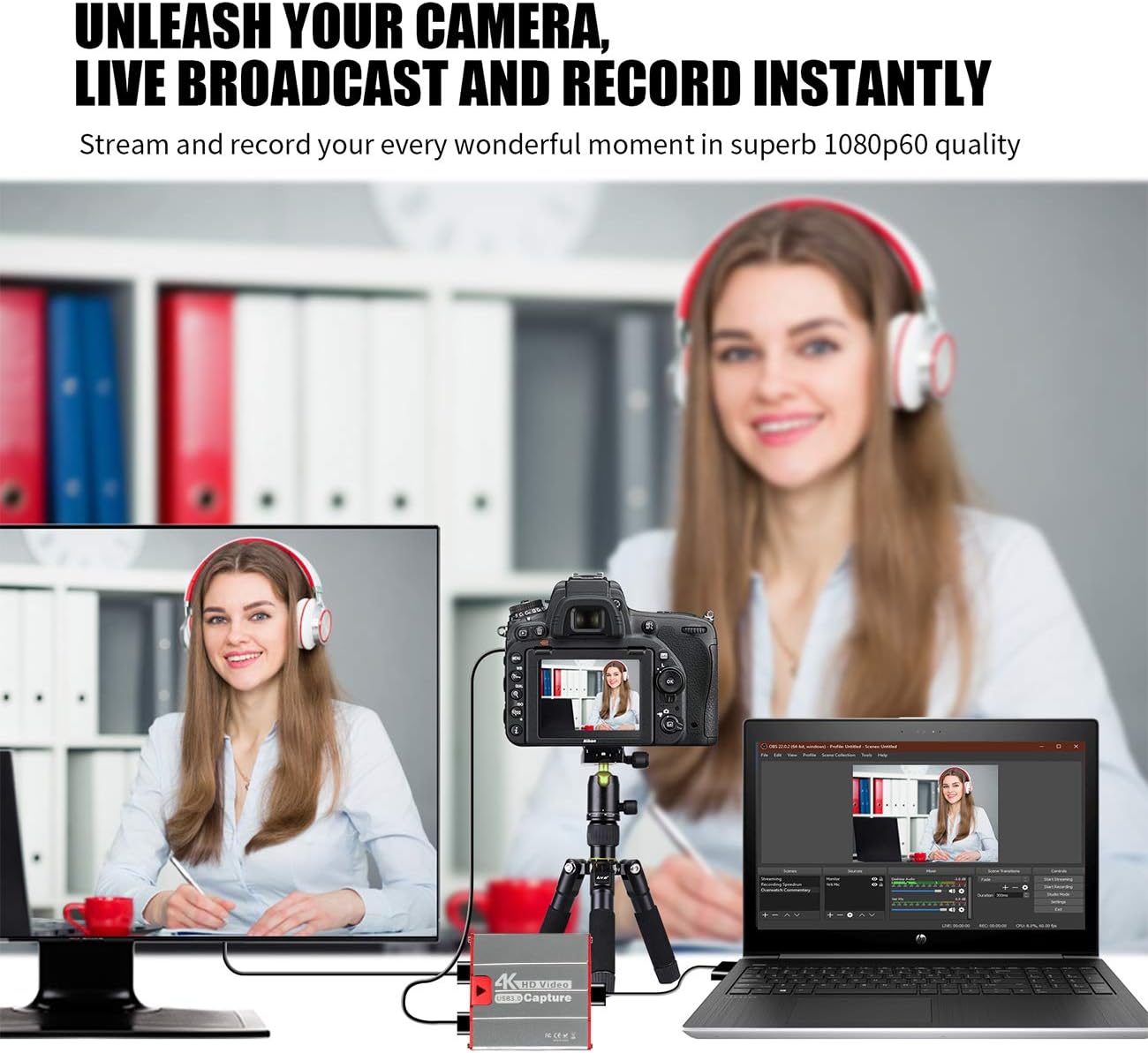 Mirabox USB3.0 4K 1080P 60FPS PS4 HDMI Video Capture Card, HD Game Capture Device Cam Link with HDMI Passthrough Work