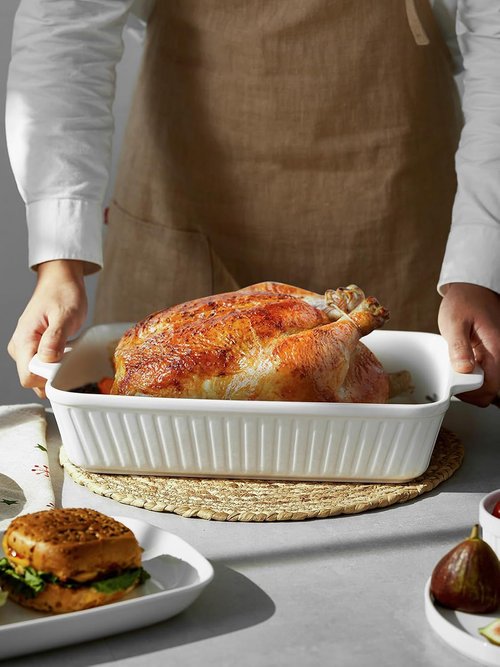 DOWAN Casserole Dish - 9x13 Ceramic Baking Pan | Large 4.2 Quart Oven Safe Lasagna Dish with Handles