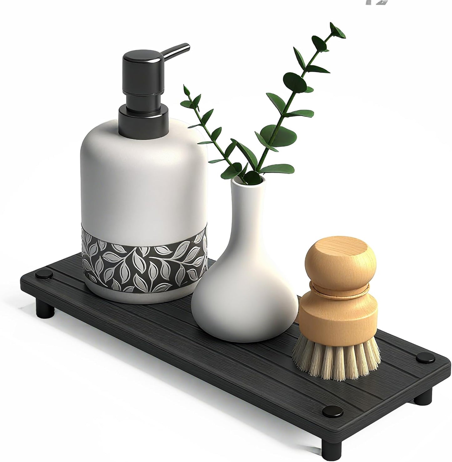 Skiennix Quick Dry Sink Caddy - Water Absorbing Stone Tray & Organizer for Kitchen or Bathroom