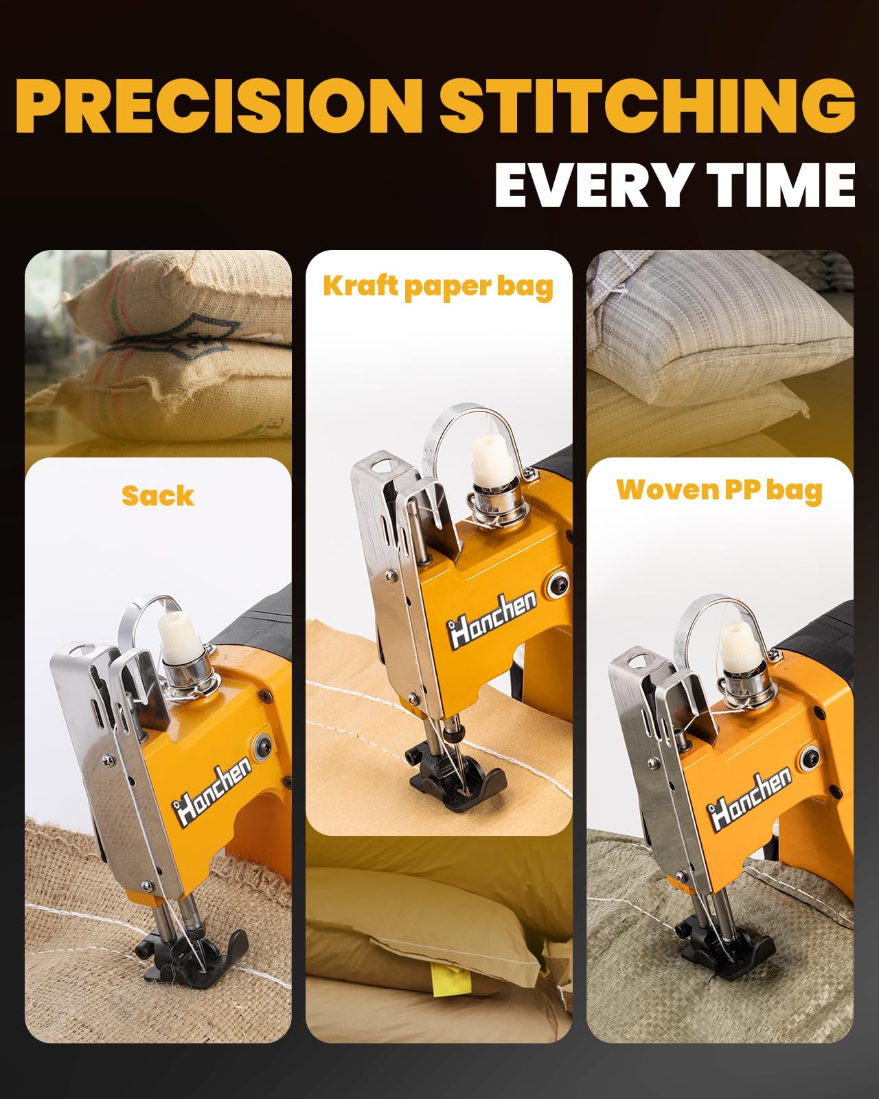Hanchen Bag Sewing Machine High Speed Bag Sealing Machine Bag Closer Bag Closing Machine Bag Stitching Machine Industrial Sewing Machine Bag Stitcher for Sack Woven Kraft Paper Bag Sealing CE