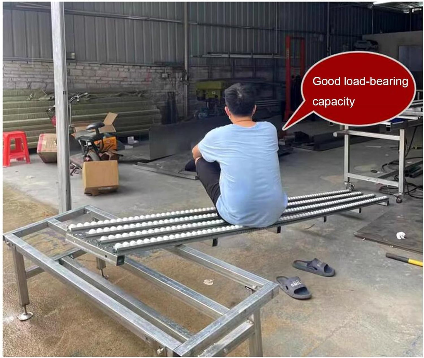 200cm Conveyor Table, Light-Duty ABS Plastic Roller Unloading Slide for Warehouses & Factories, Efficient Freight Handling (6 Slides)