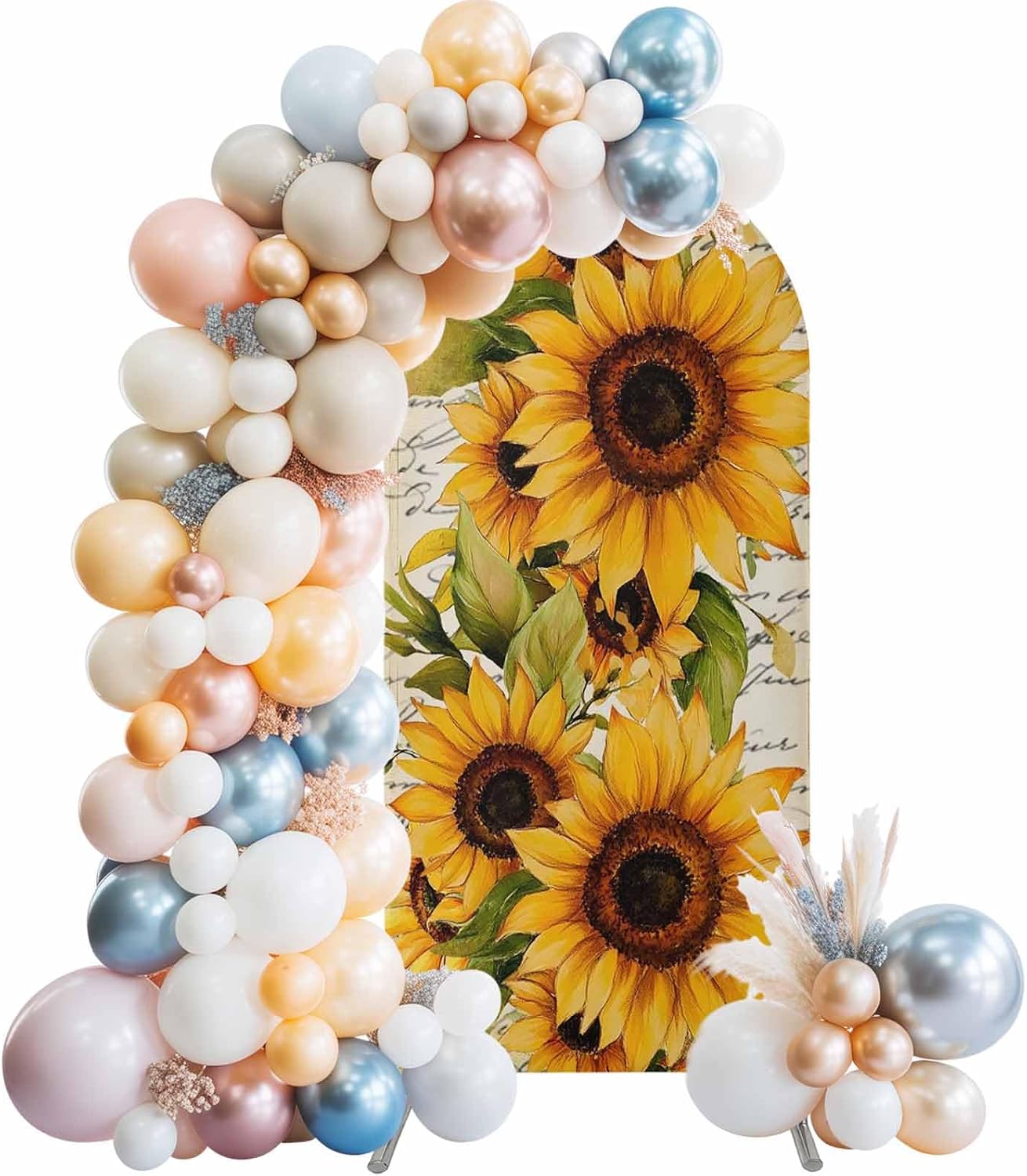 Jnbasdffb 7.2 Summer Sunflower Wedding Arch Cover, Stretchy Spandex Arch Backdrop Stand Covers FT, Oil Painting
