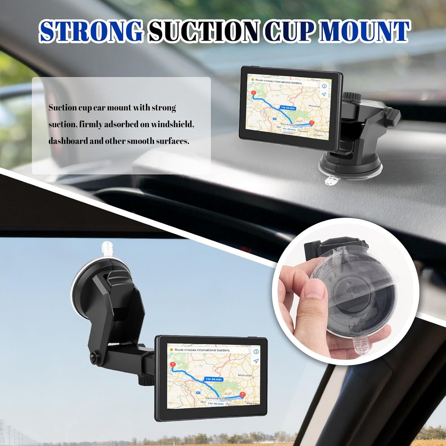 VKQTS 360 240 7 Inch Rotatable Carplay Mount,Windshield Suction Cup Mount with Adjustable Extension Arm,Portable