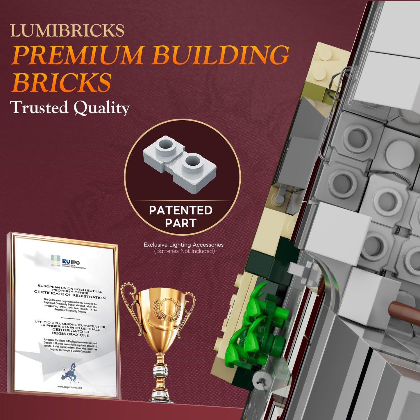 Lumibricks Medieval Castle Armory Lighting Building Bricks Set - Middle Ages City Town Modular Collection Display Kit with Minifigures 2895 Pcs for Adults & Teens