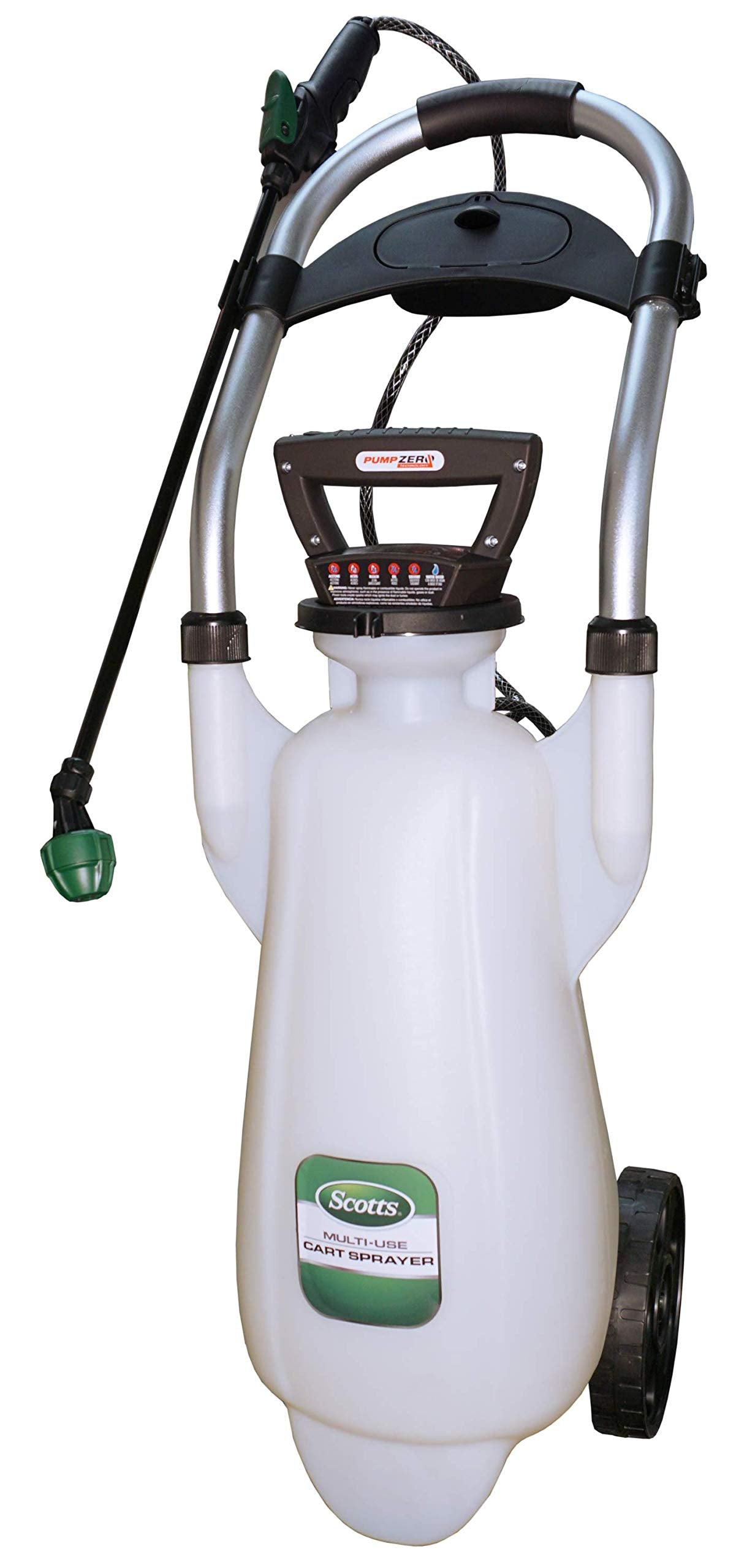 Scotts Lithium-ion Powered Pump Zero Technology, Wheeled Cart Sprayer, 3 Gallon, White, 190617