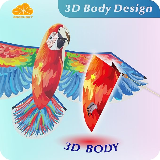 ORGCLDKT- 3D Lifelike Style Bird/Eagle Kite, Super Easy to Fly with, Ideal for Kids, Adults, Girls, Boys. Kites for The Beach, Grassland, Hiking