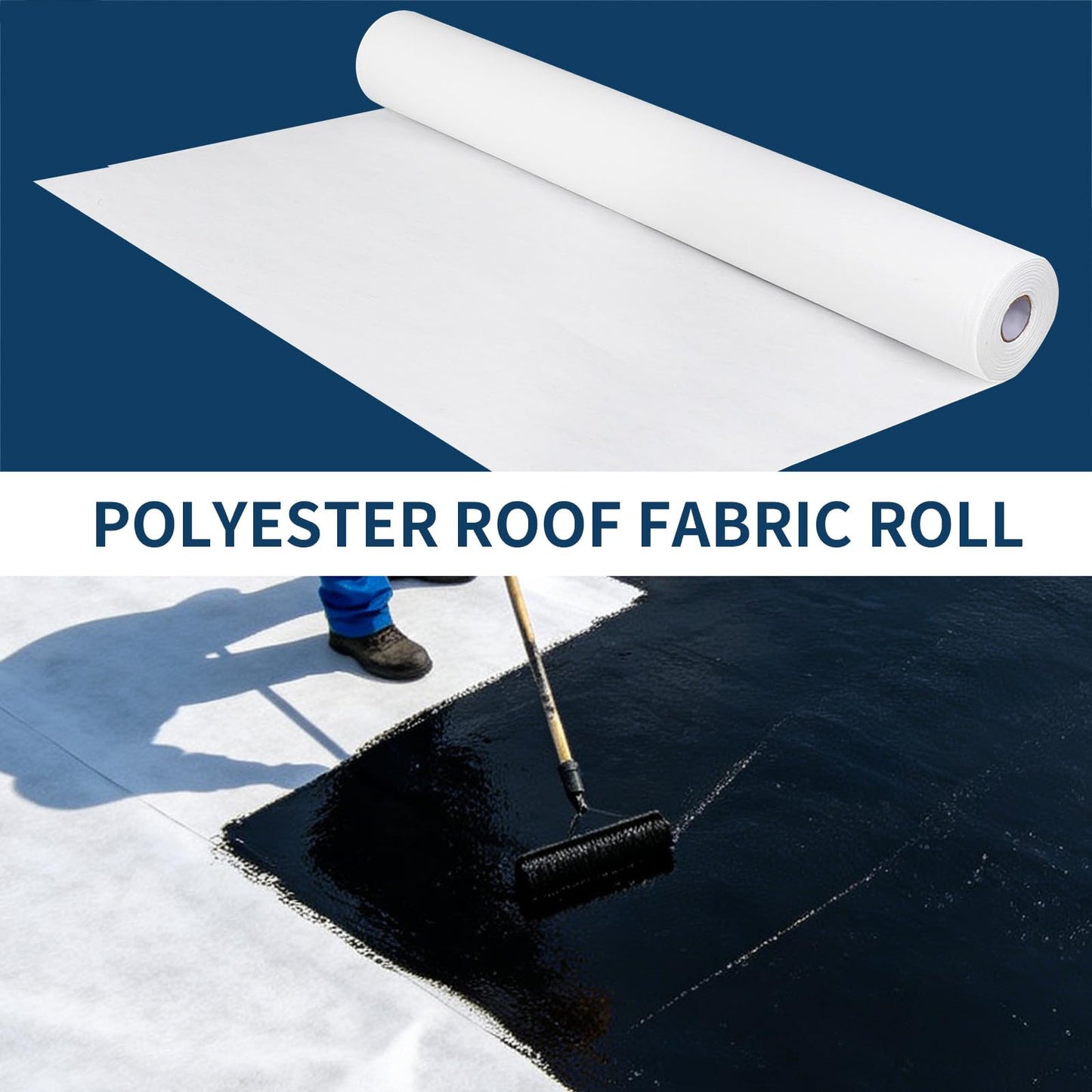 Contouring Polyester Roof Reinforcement Fabric, 40 Inch By 200ft Flexible Contour Roof Fabric Roofing Tool and Polyester Sealer to Reinforce Strength for Robust Structure