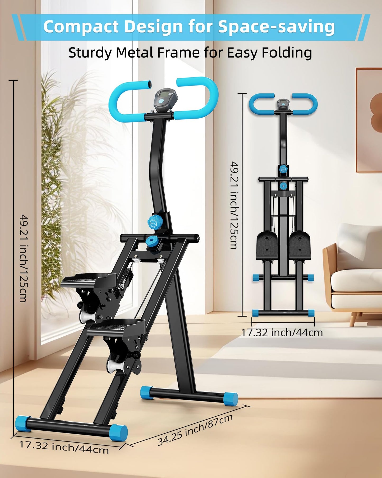 Stair Stepper for Home, Vertical Climber Workout Machine with Handlebar for Full Body Exercise Stair Climber Machine with Stable Frame & 3 Adjustable Height