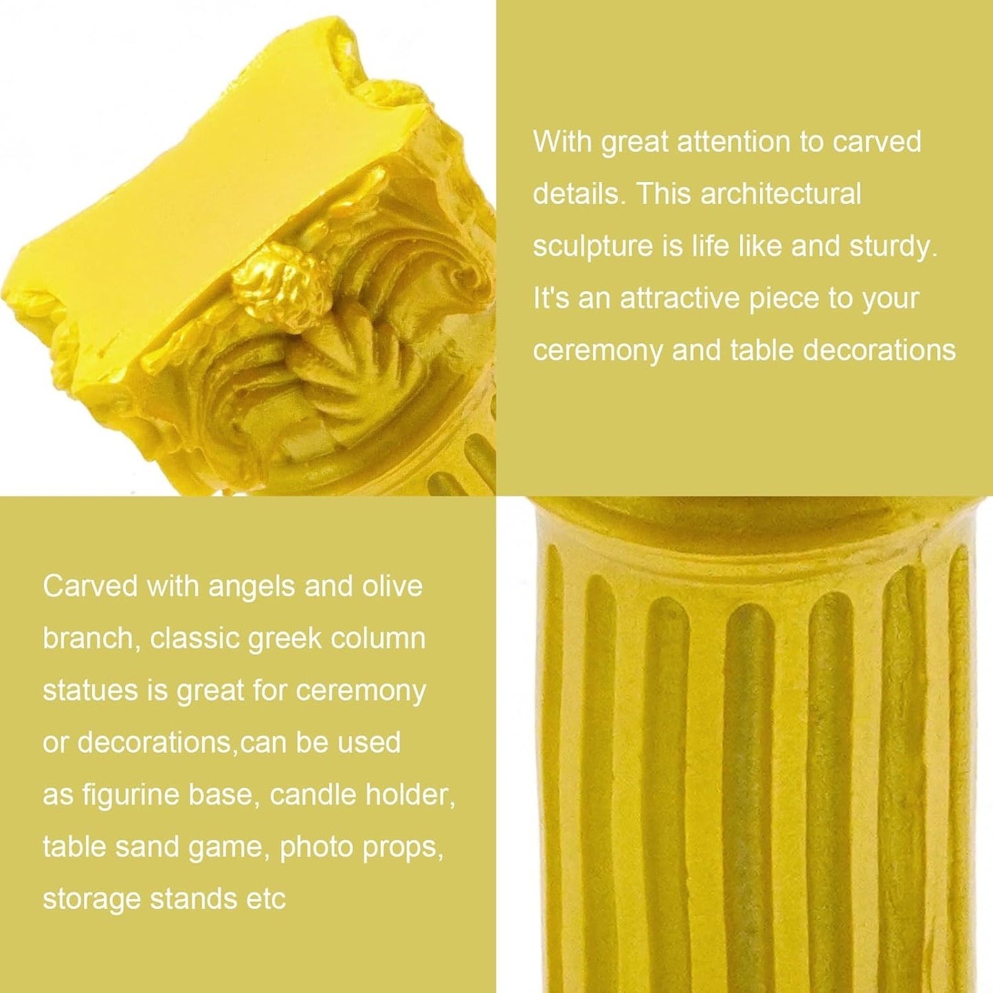 Saihisday Miniature Roman Pillar Columns - Resin Candle Holders for Wedding & Christmas Decor | Yellow, 5 Pcs